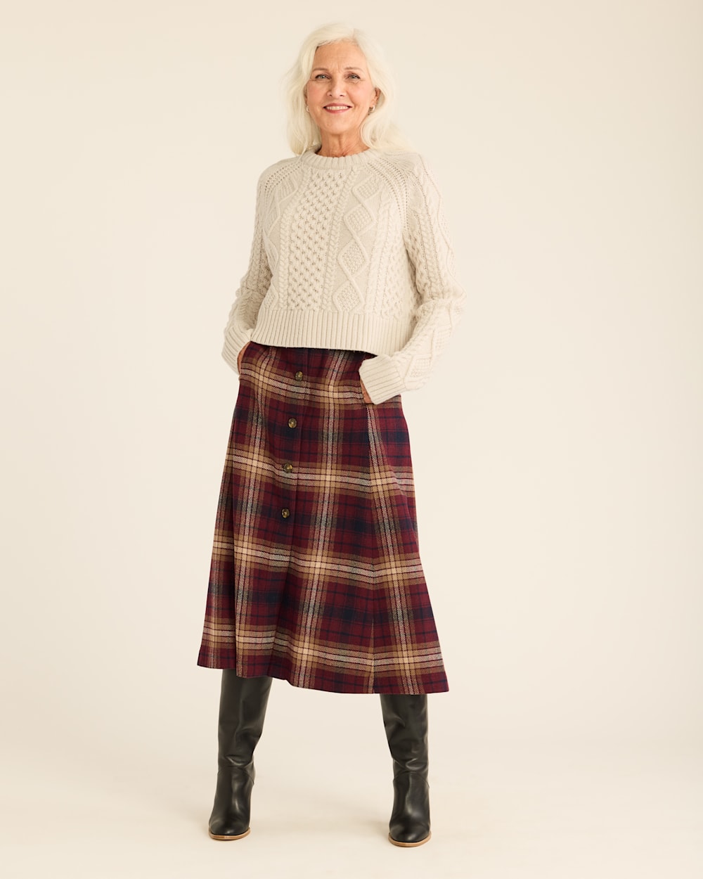 WOMEN'S SHETLAND COLLECTION FISHERMAN SWEATER