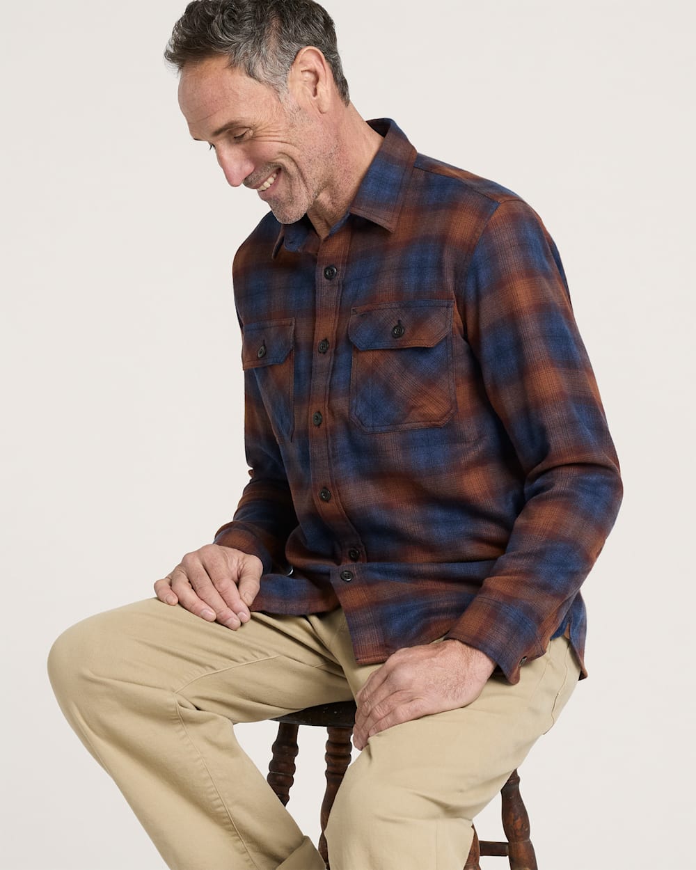 MEN'S PLAID BURNSIDE COTTON FLANNEL SHIRT