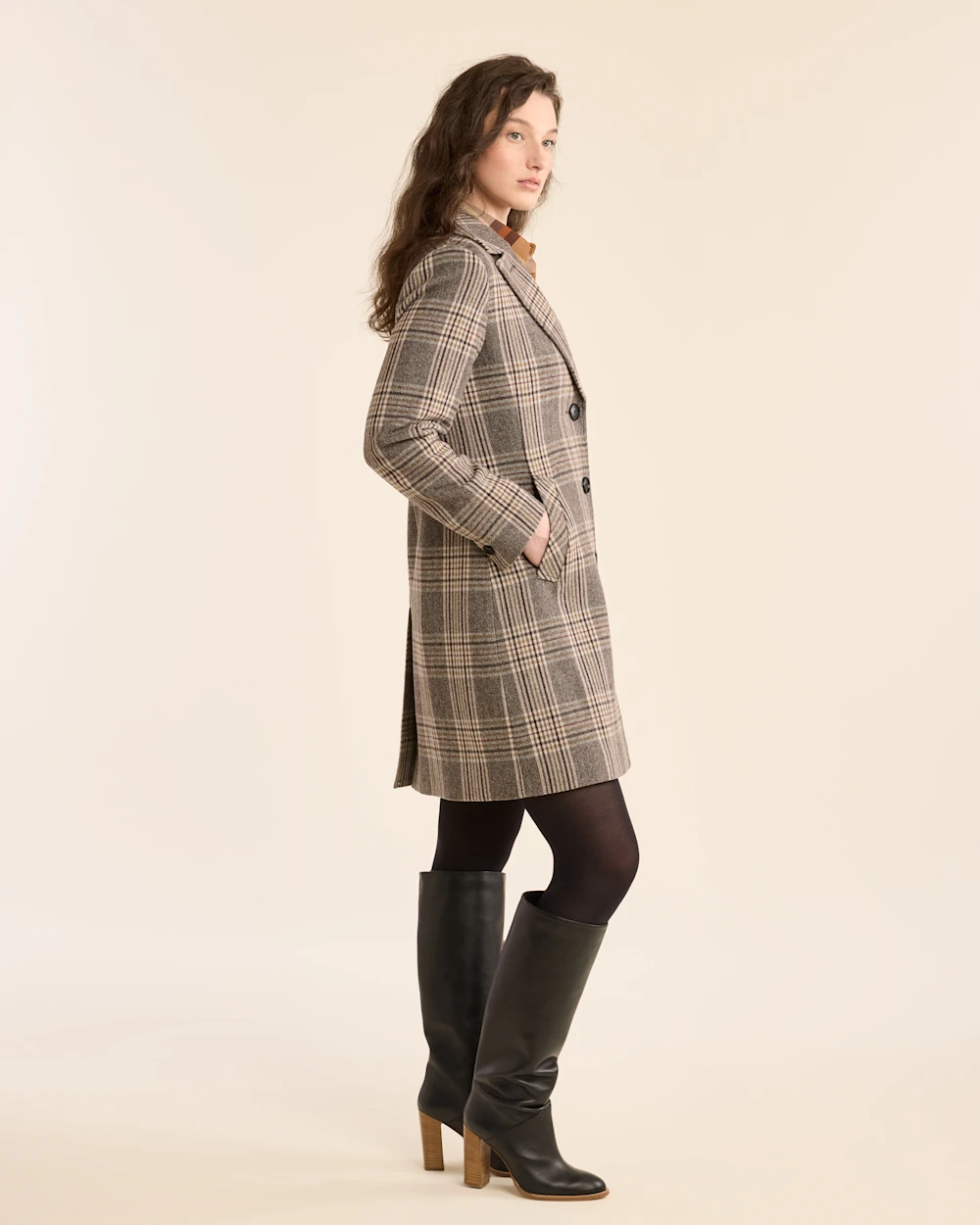 WOMEN'S PLAID LOMBARD WOOL WALKER COAT