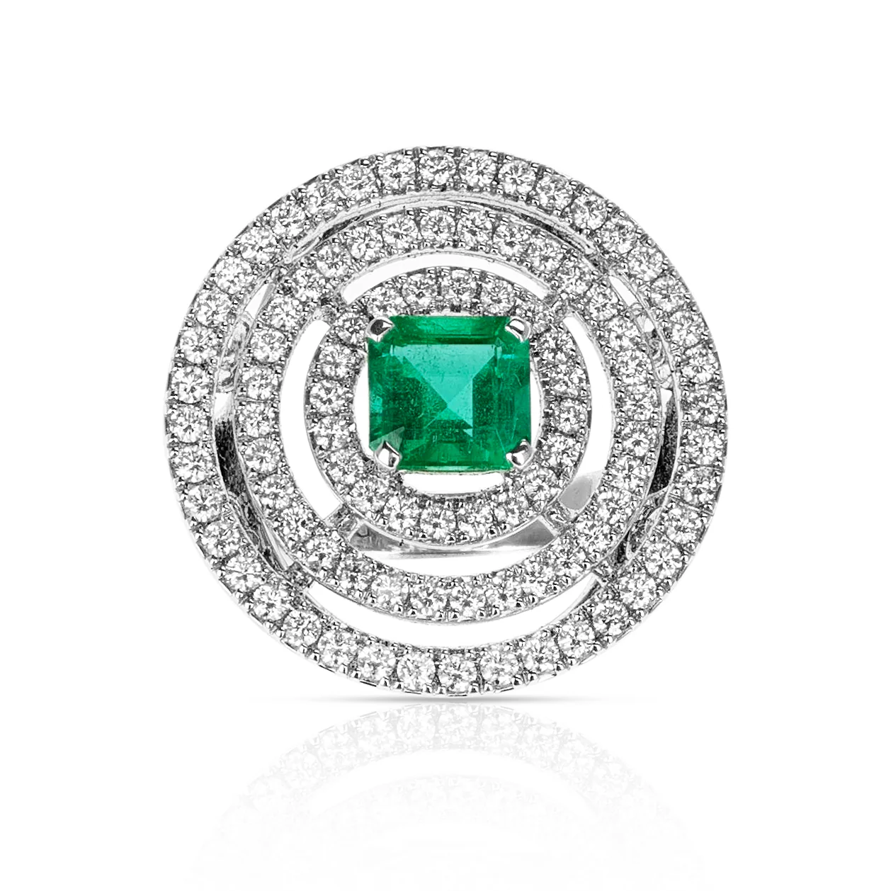 Graff Bulls Eye 1.02 ct. Square-Cut Emerald and Diamond Ring