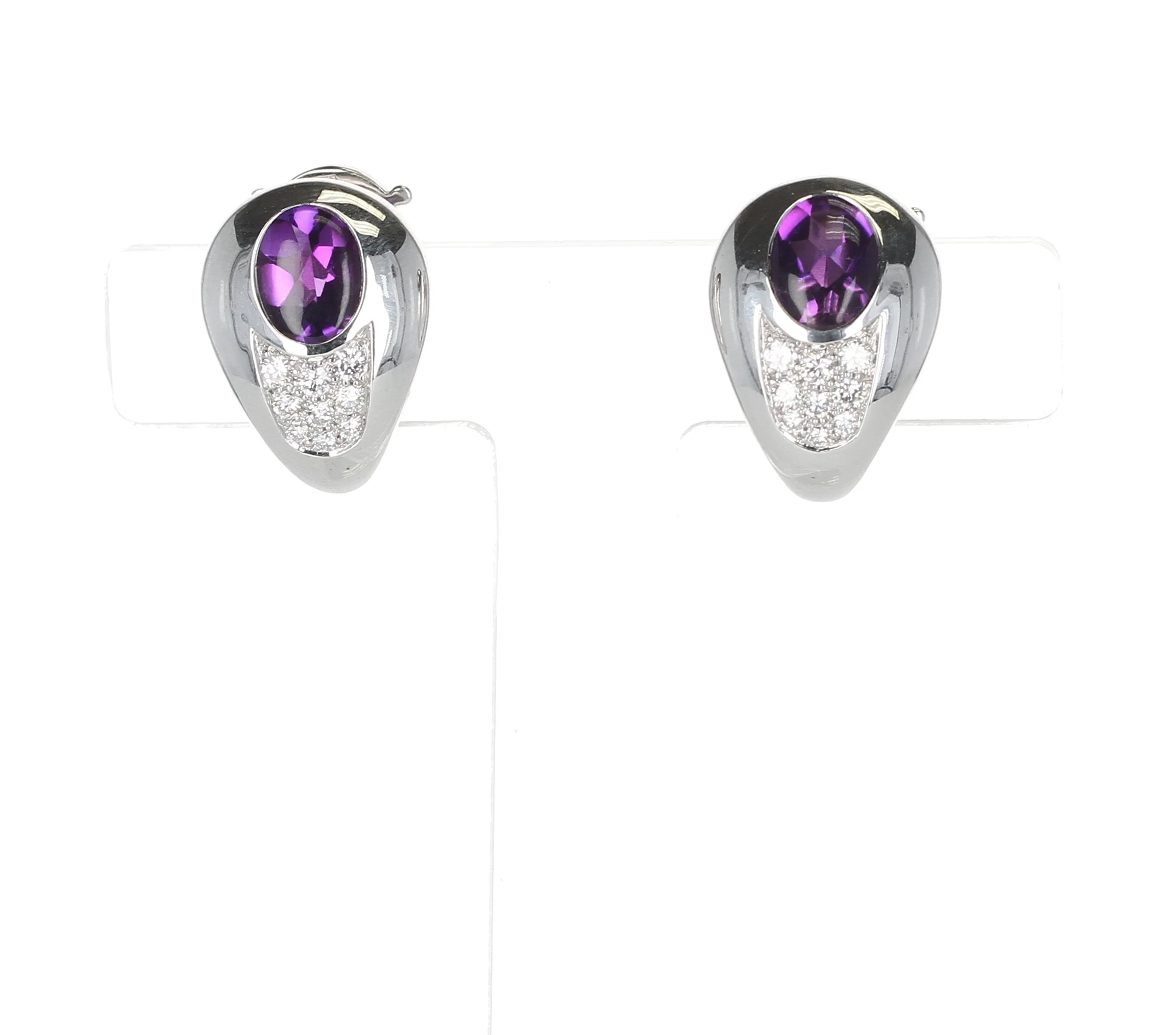 Mauboussin 2.20 ct. Amethyst and 0.42 ct. Diamond Earrings, 18K Gold