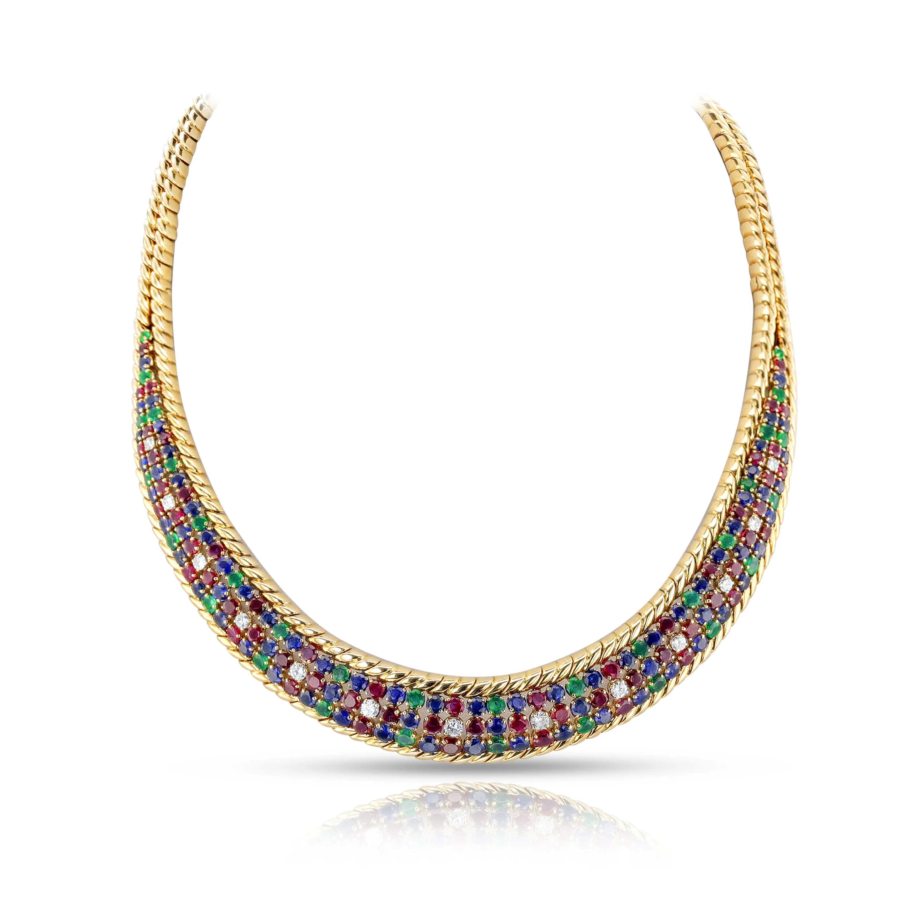 Mauboussin Ruby, Emerald, Sapphire and Diamond Necklace, 18k