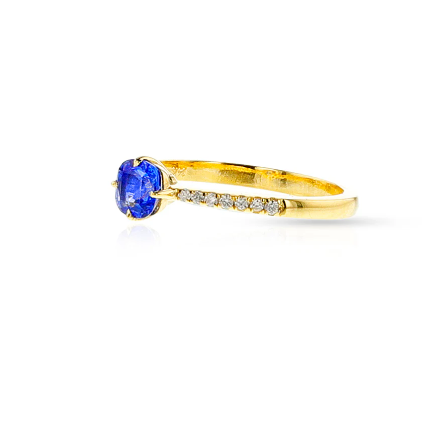 Blue Sapphire and Diamond Ring, 14k