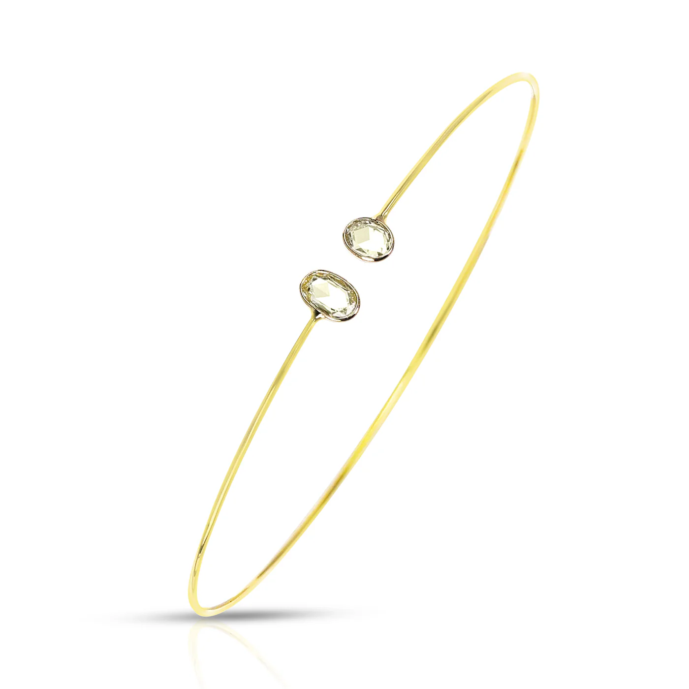 Oval Shape Diamond Rose Cut Bangle,18K
