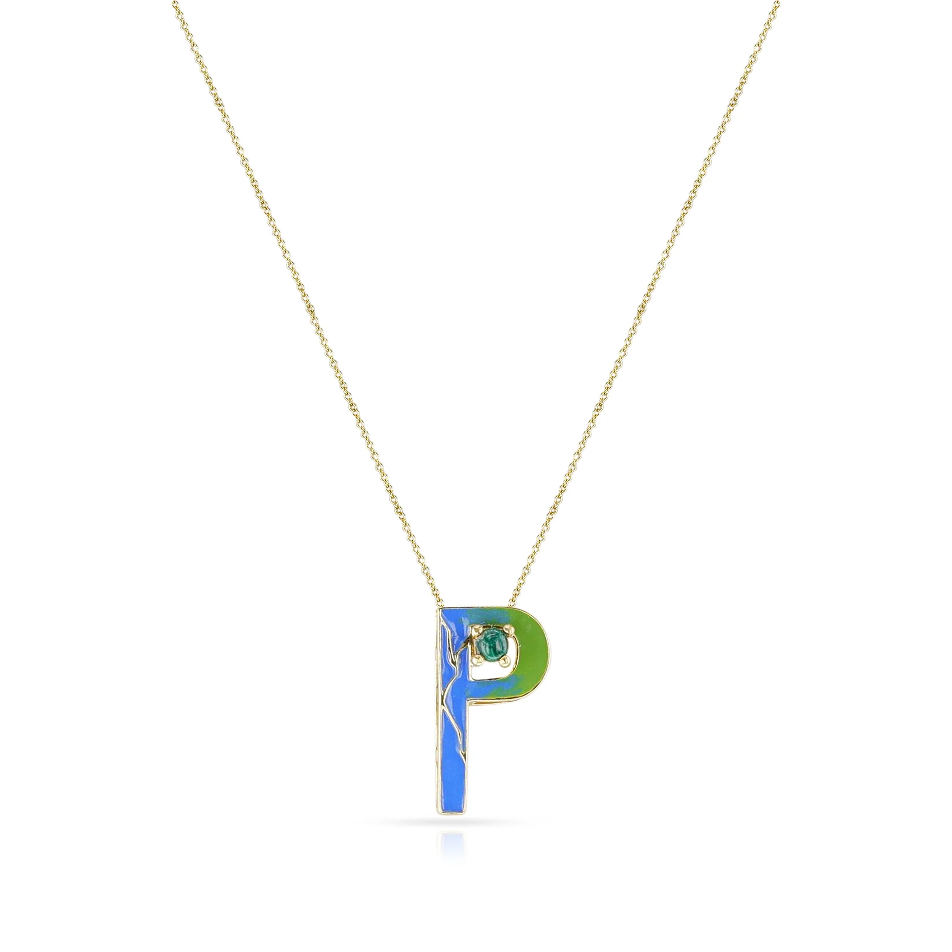 Blue and Green Enamel and Gold Lining 