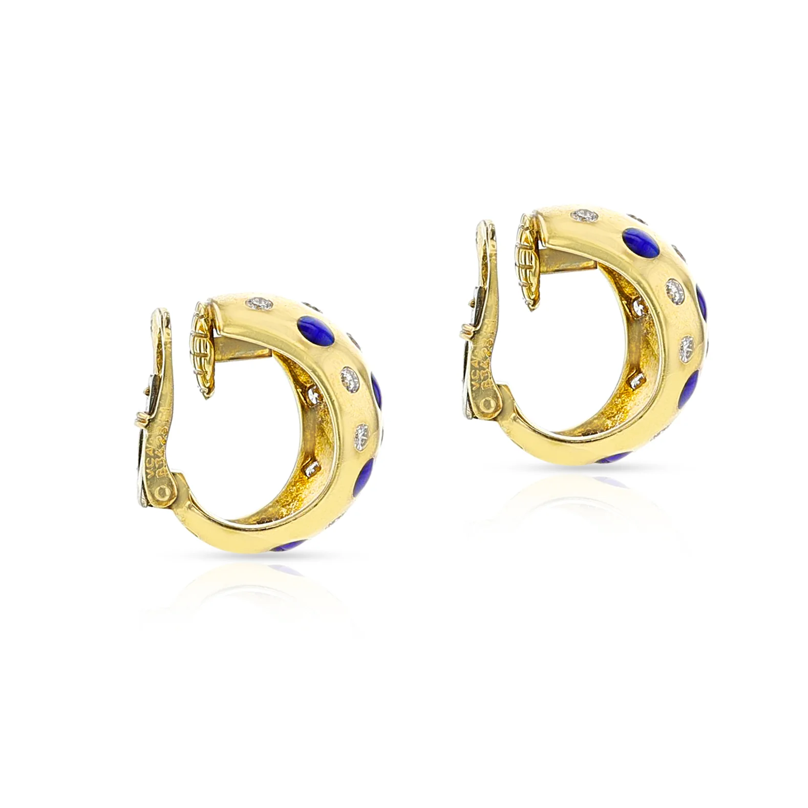 Van Cleef & Arpels Plique a Jour Enamel and Diamond Earring and Ring Set, 18k