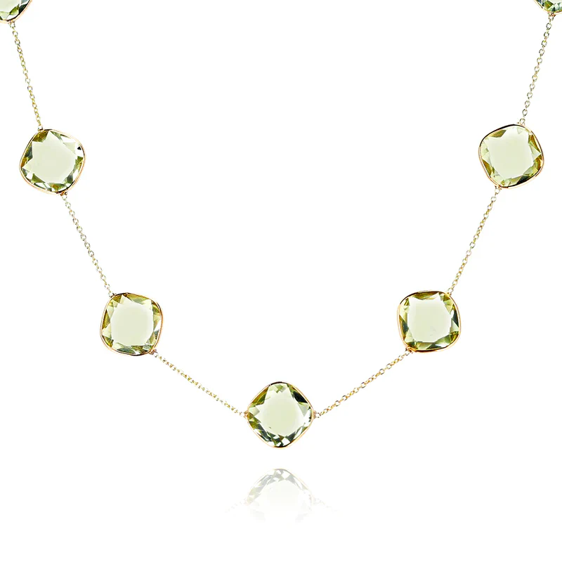 Mixed Cut Amethyst Faceted Necklace, 18k