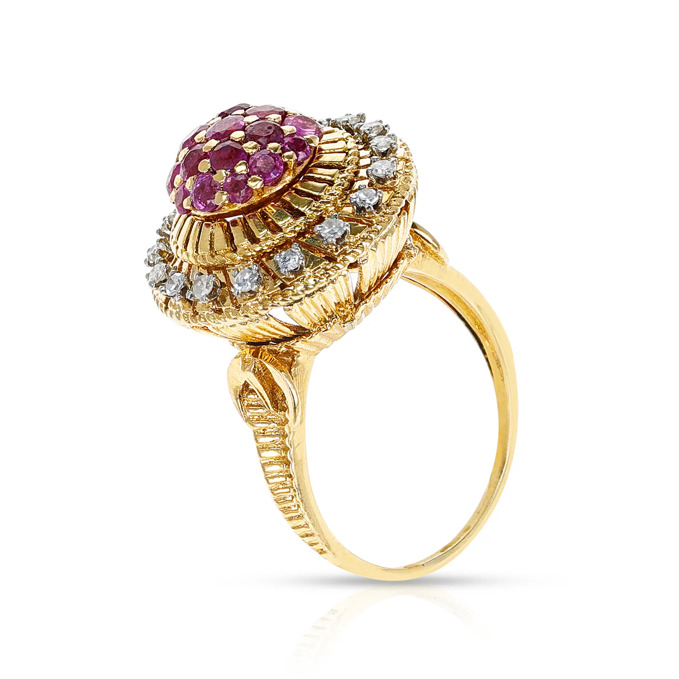 Interchangeable Emerald and Ruby Ring with Diamonds, 18K