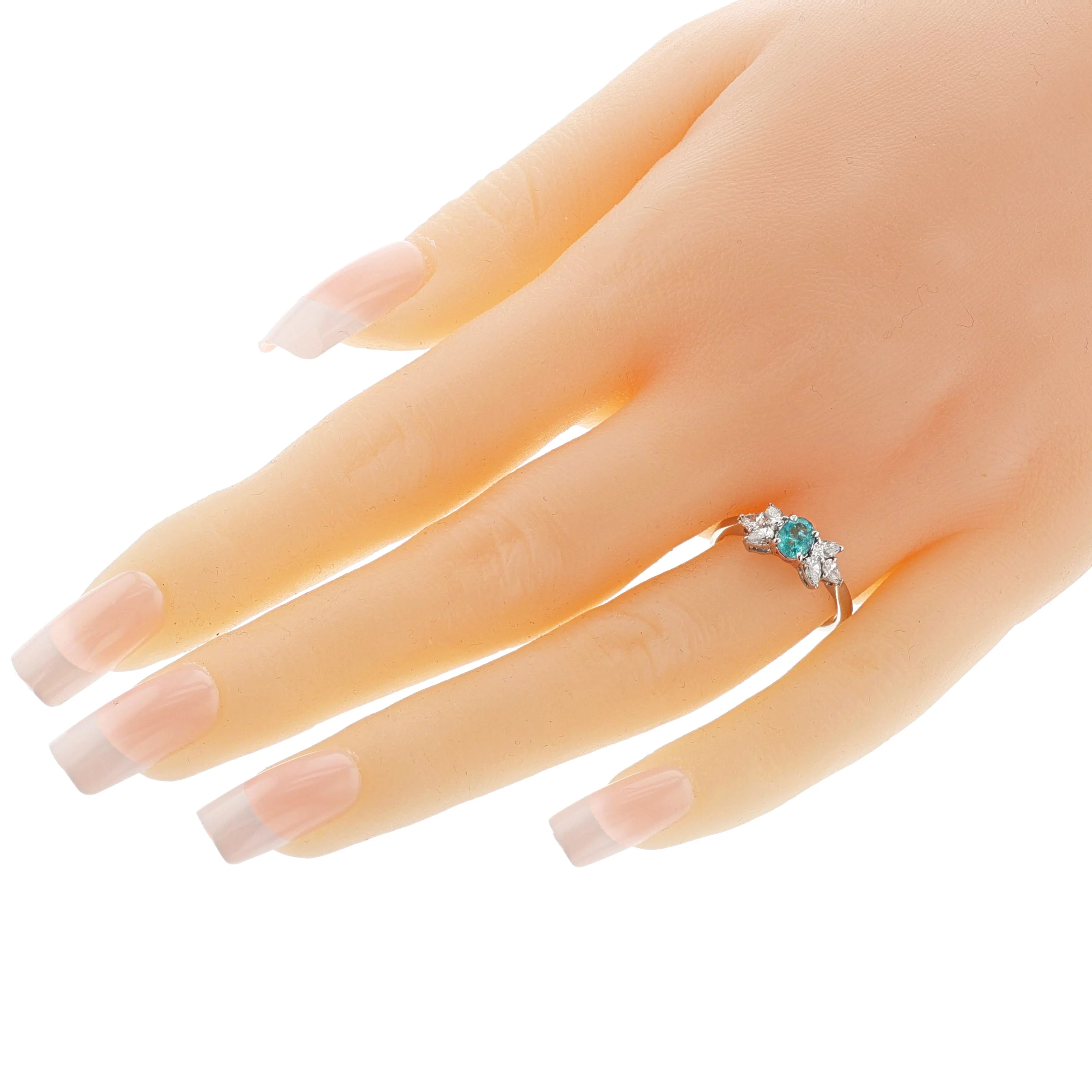 GIA Certified 0.43 ct. Brazilian Paraiba Tourmaline and Diamond Ring, Platinum