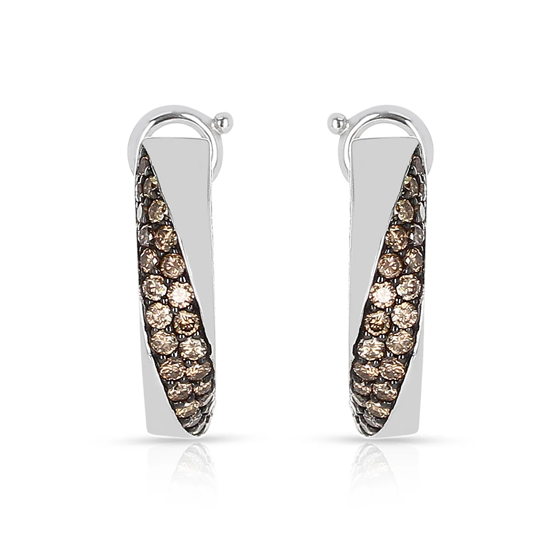 Mauboussin Champagne Diamond Pave Earrings, 18 Karat White Gold