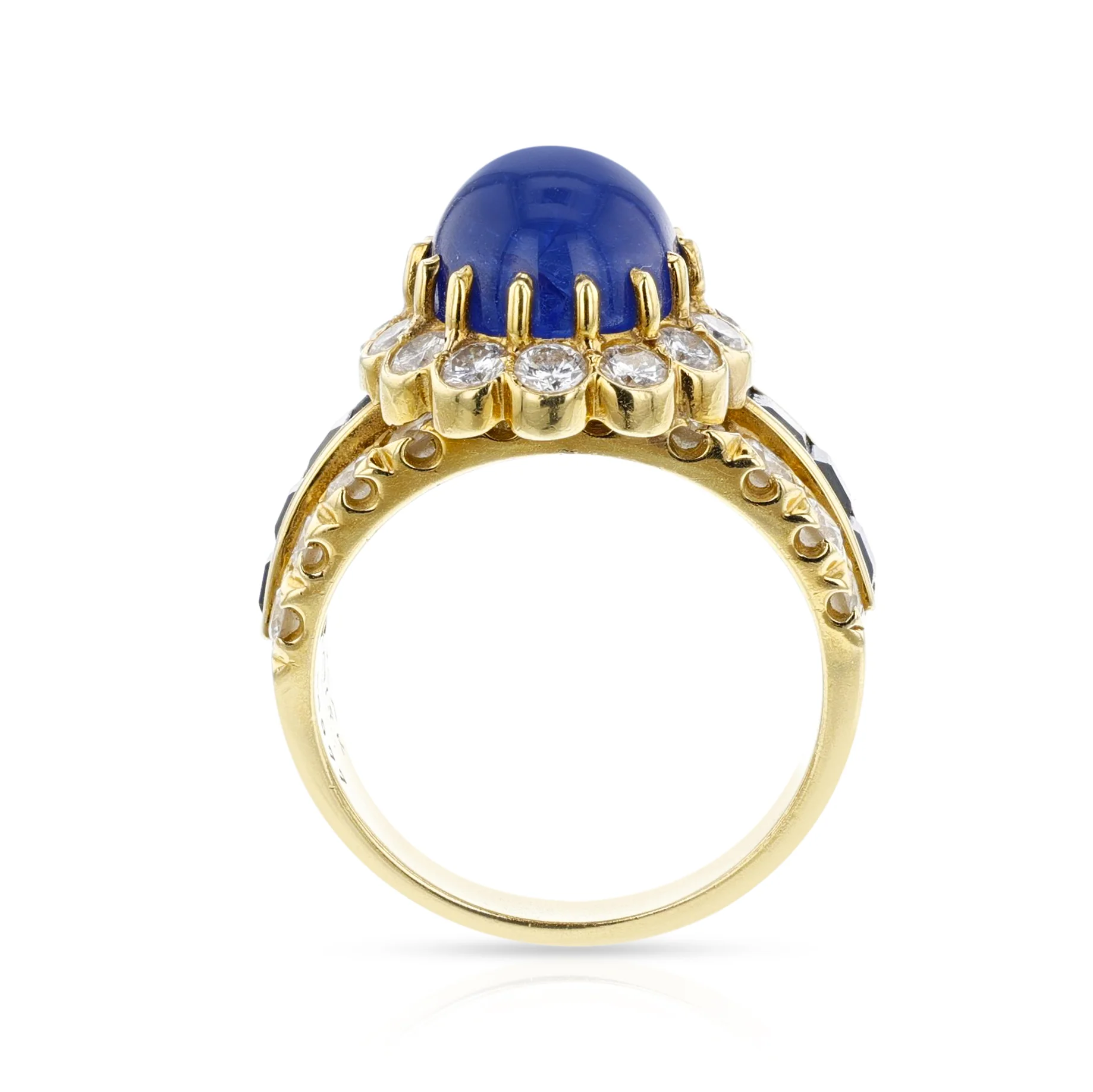 Van Cleef & Arpels Sapphire Cabochon and Diamond Floral Ring, 18k