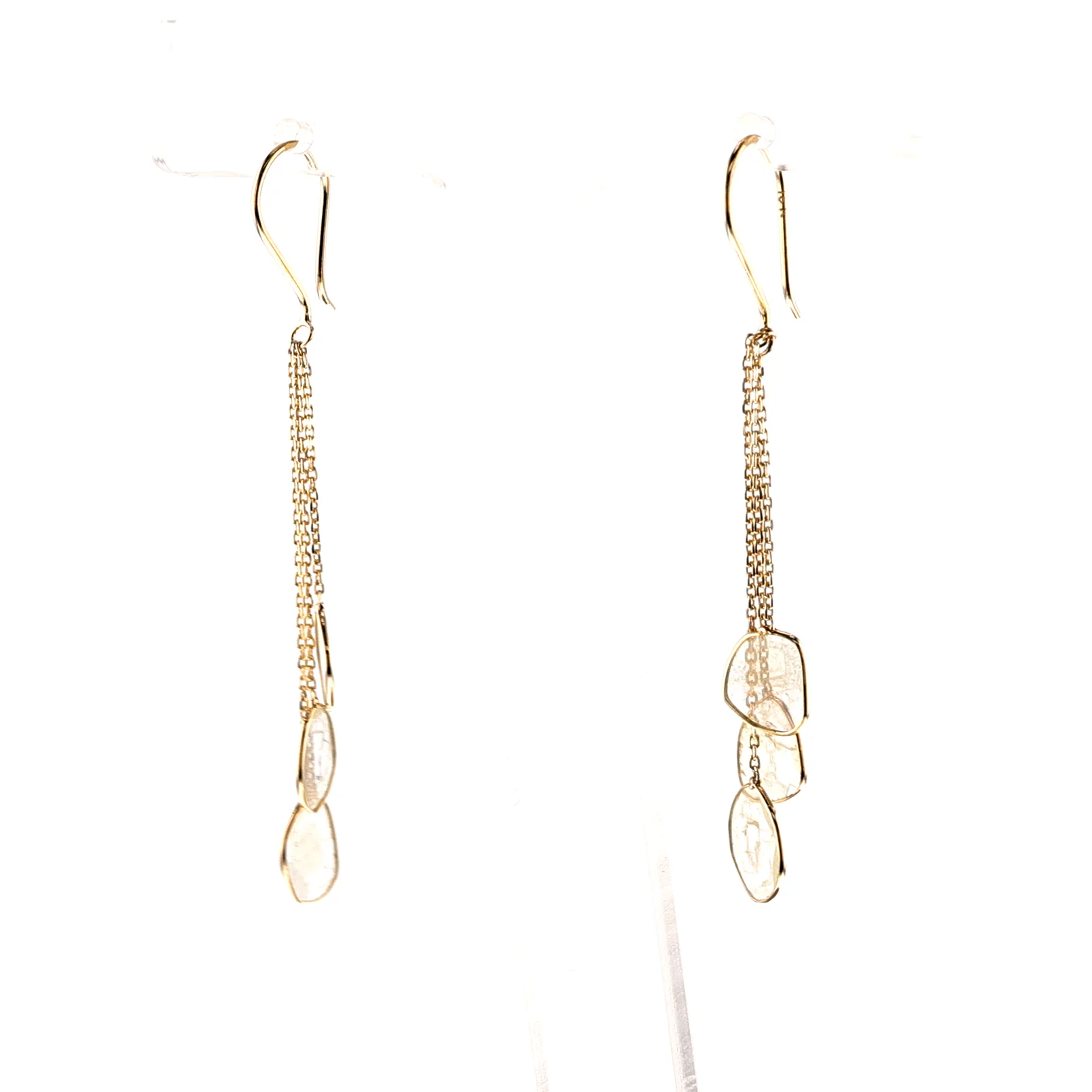Diamond Slices Hanging Trio Earrings, 18K