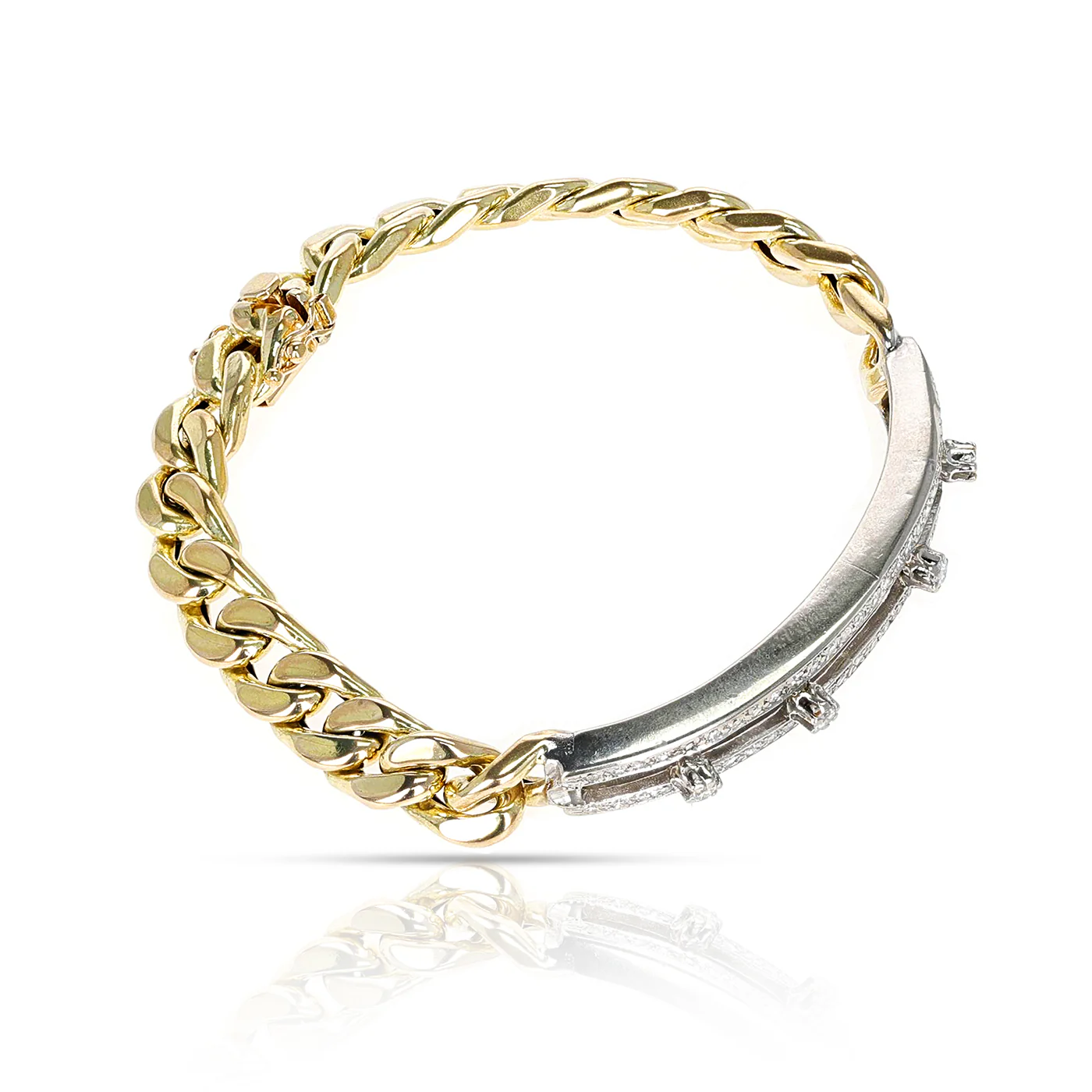 14k Yellow and White Gold with Diamonds Chain Men's Bracelet