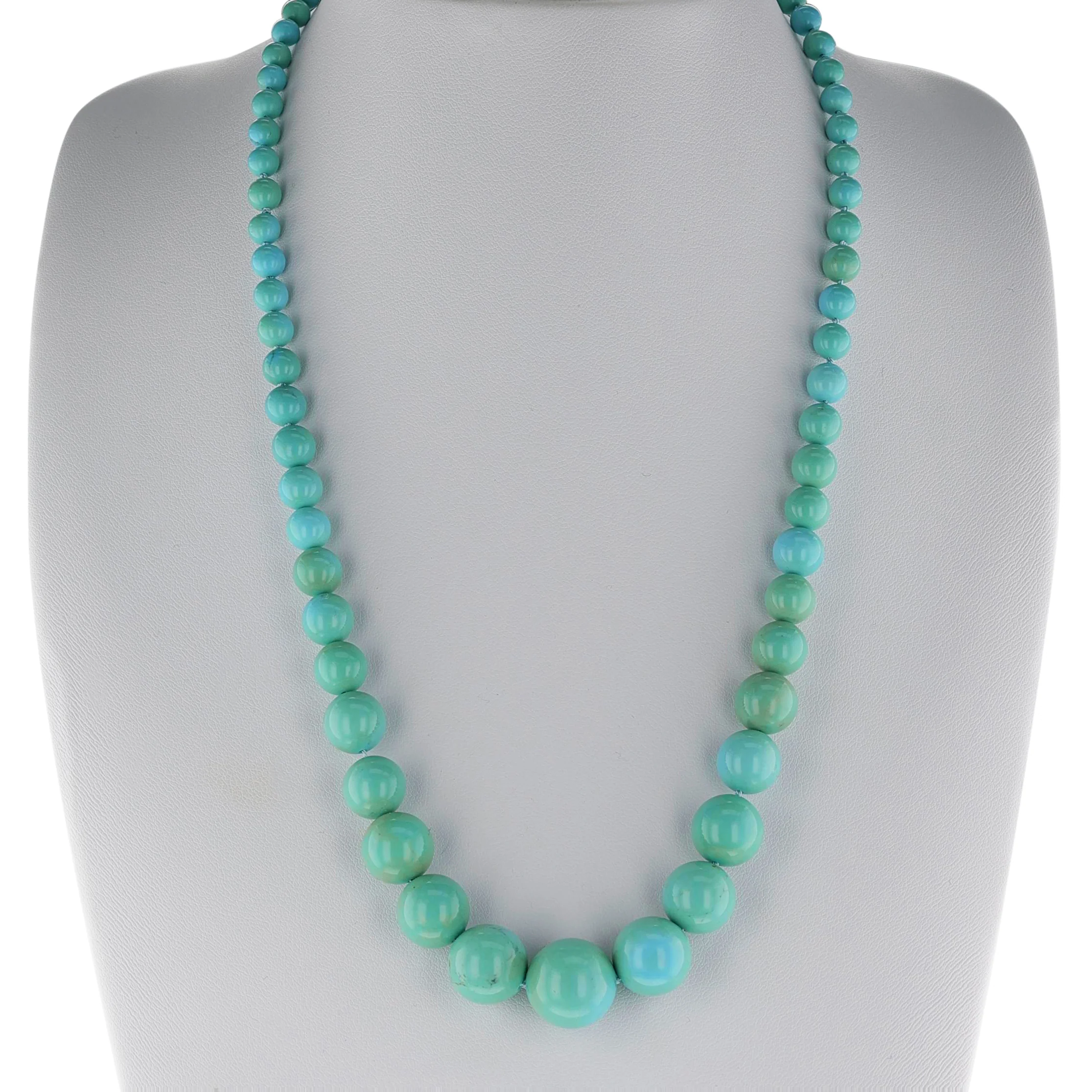 Natural Round Graduating Turquoise Smooth Beads, 14k