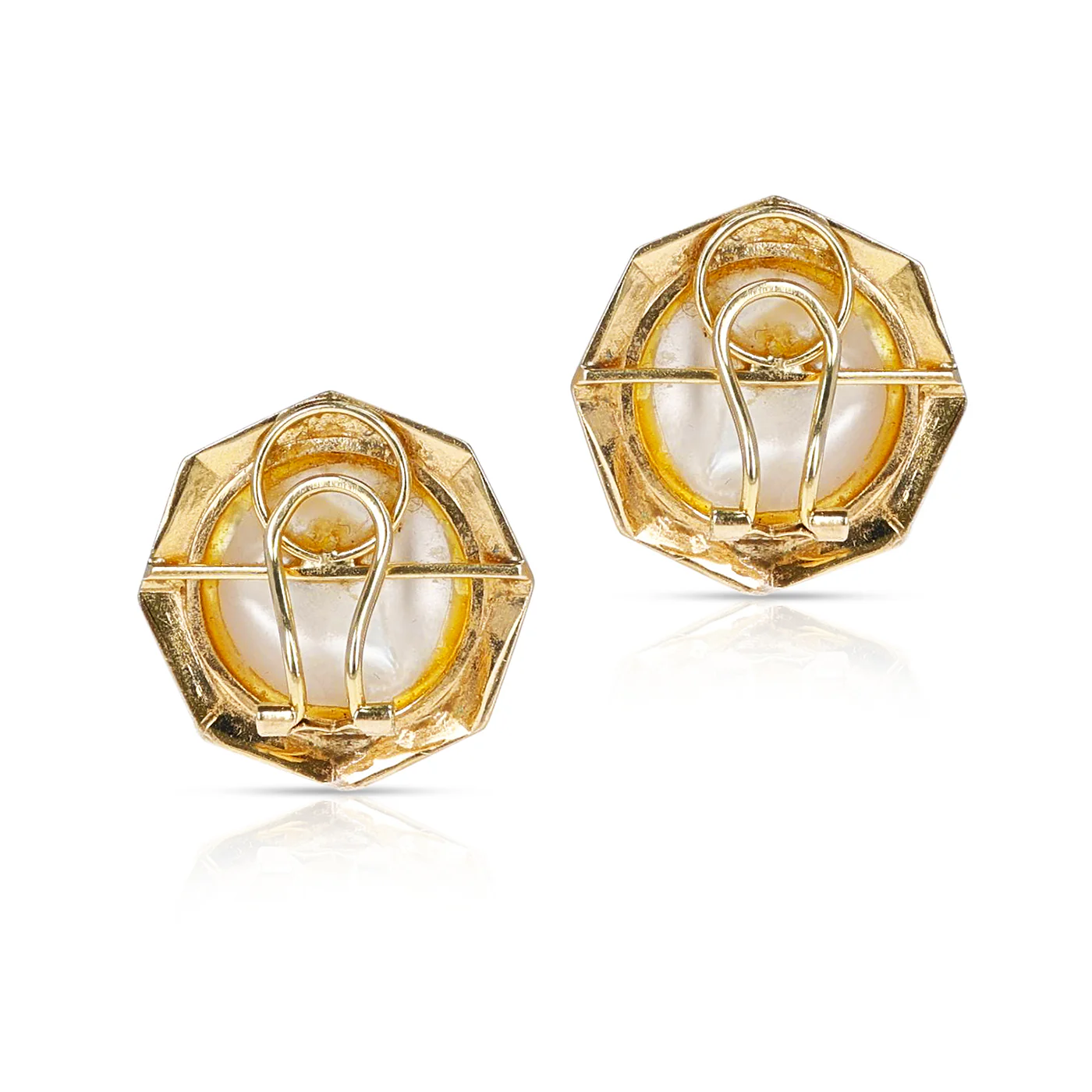 14K Yellow Gold Large Mabe Pearl Earrings