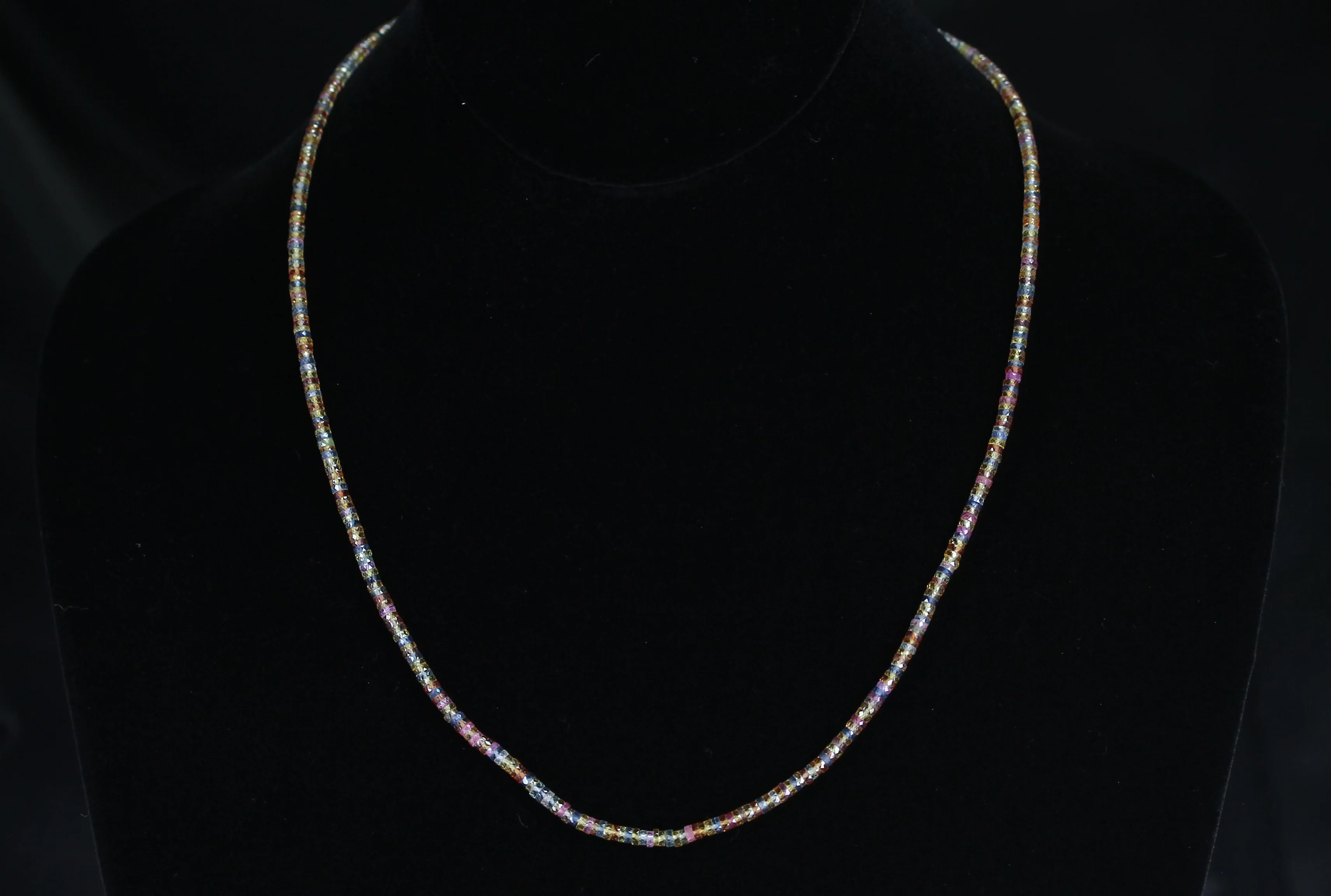 Genuine & Natural Multi-Sapphire Disc Shaped Beads Necklace