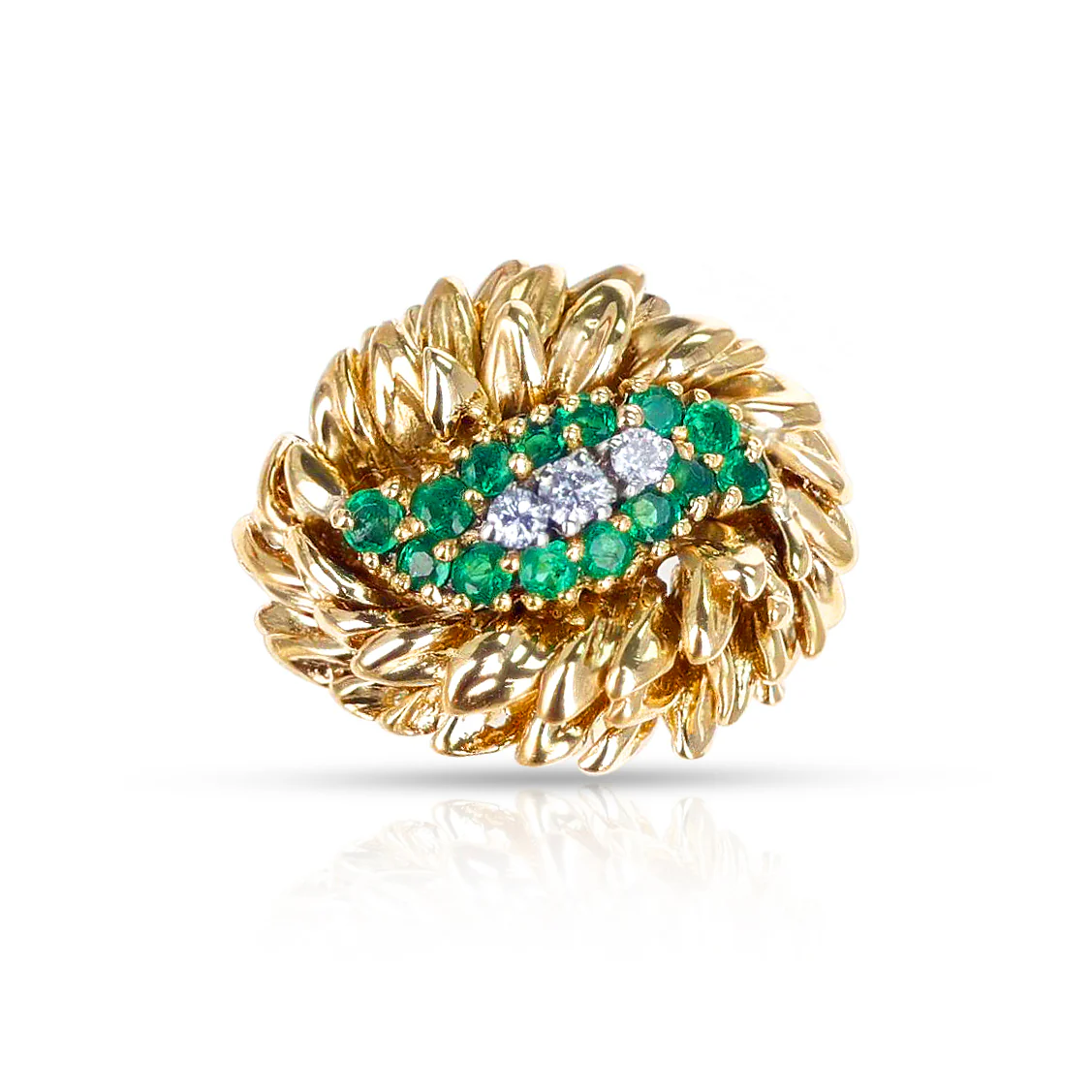 Tiffany & Co. Emerald and Diamond Gold Cocktail Ring