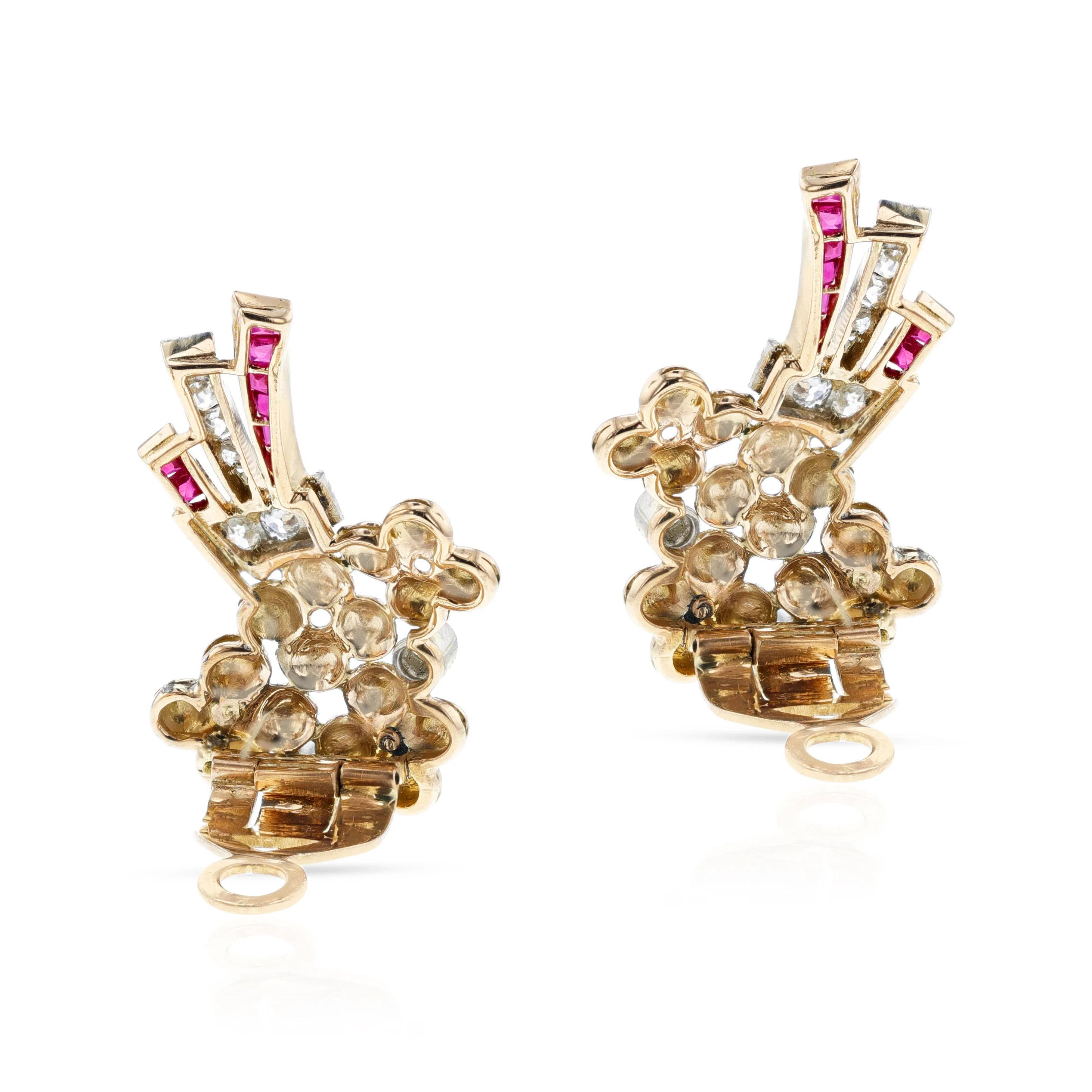 Ruby and Diamond 14K Yellow & Palladium Bouquet Earrings