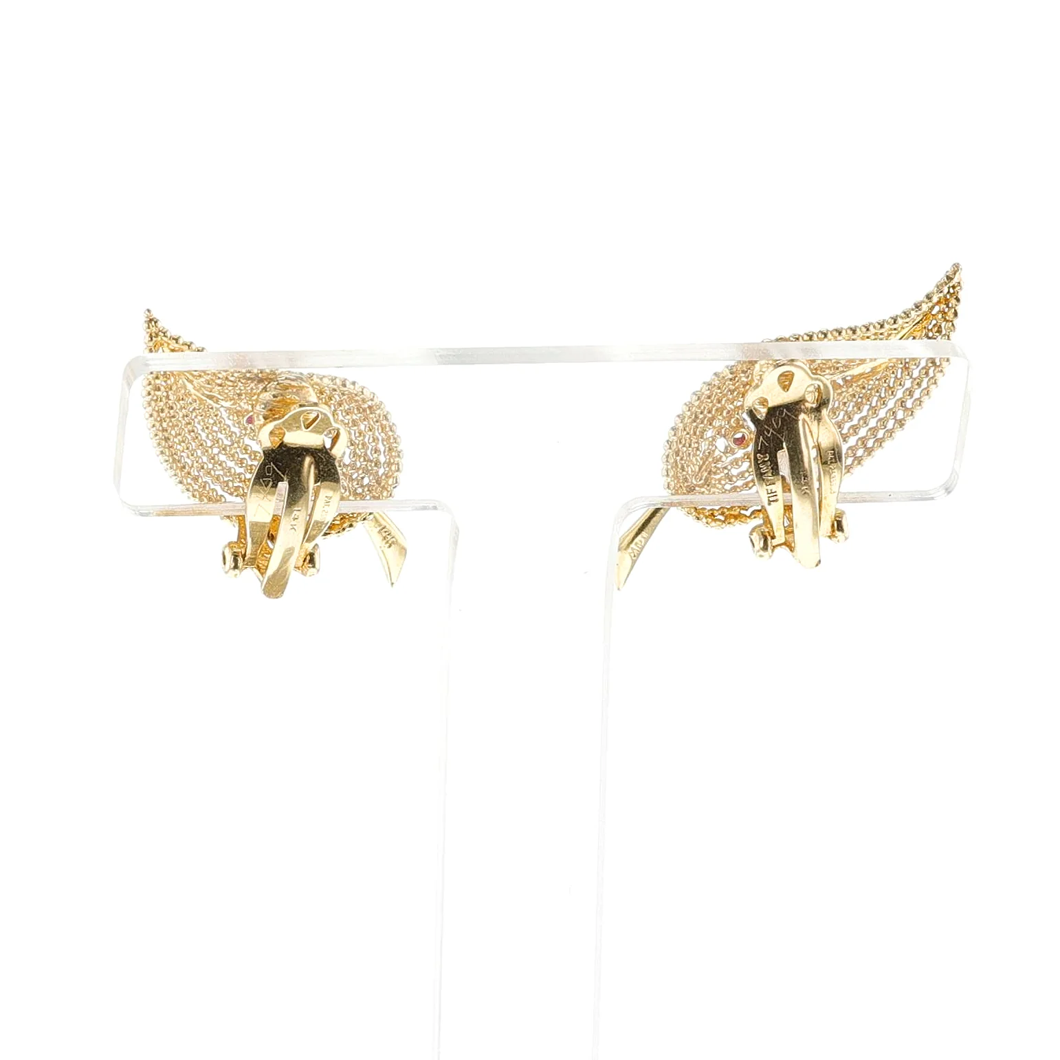 Tiffany & Co. Ruby and Diamond Leaf Earrings, 14k