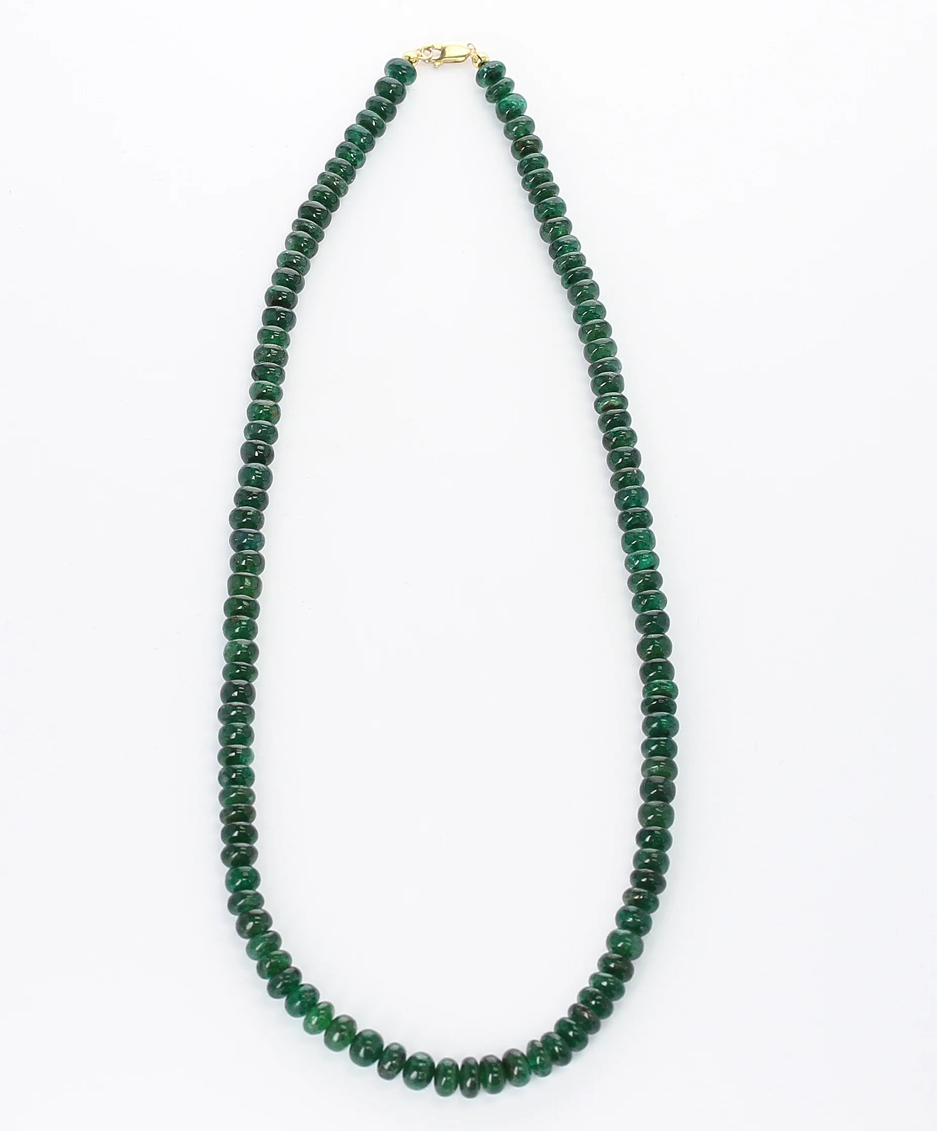 Genuine & Natural Deep Green Fine Emerald Plain & Smooth Beads Necklace