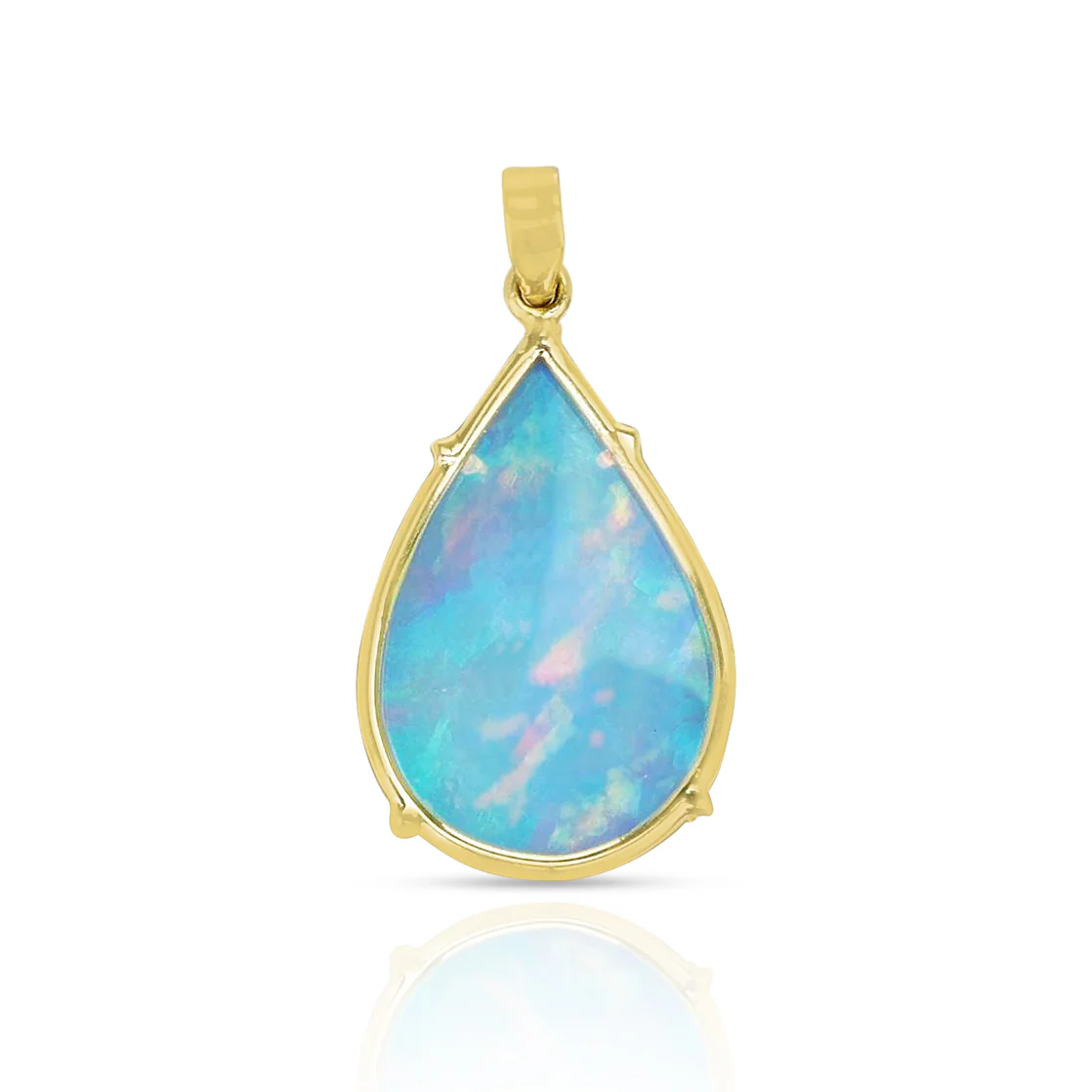 8.34 ct. Pear Shape Opal Pendant, 18K Yellow Gold