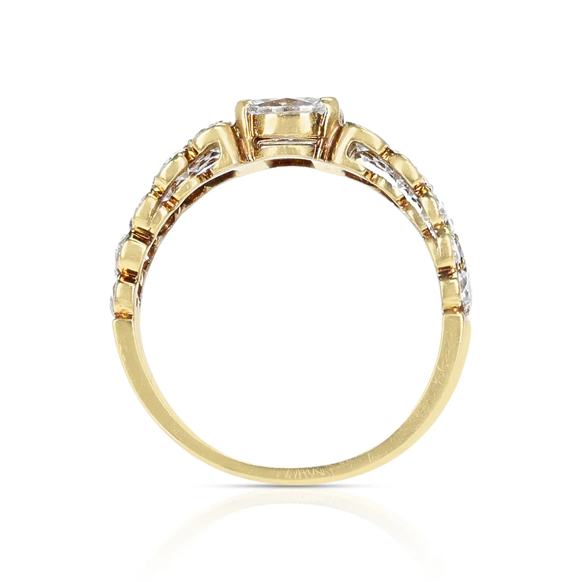 Van Cleef & Arpels Three Marquise with Round Diamonds Engagement Ring, 18K White