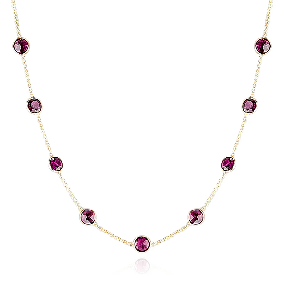Pink Rhodolite Necklace, 18K