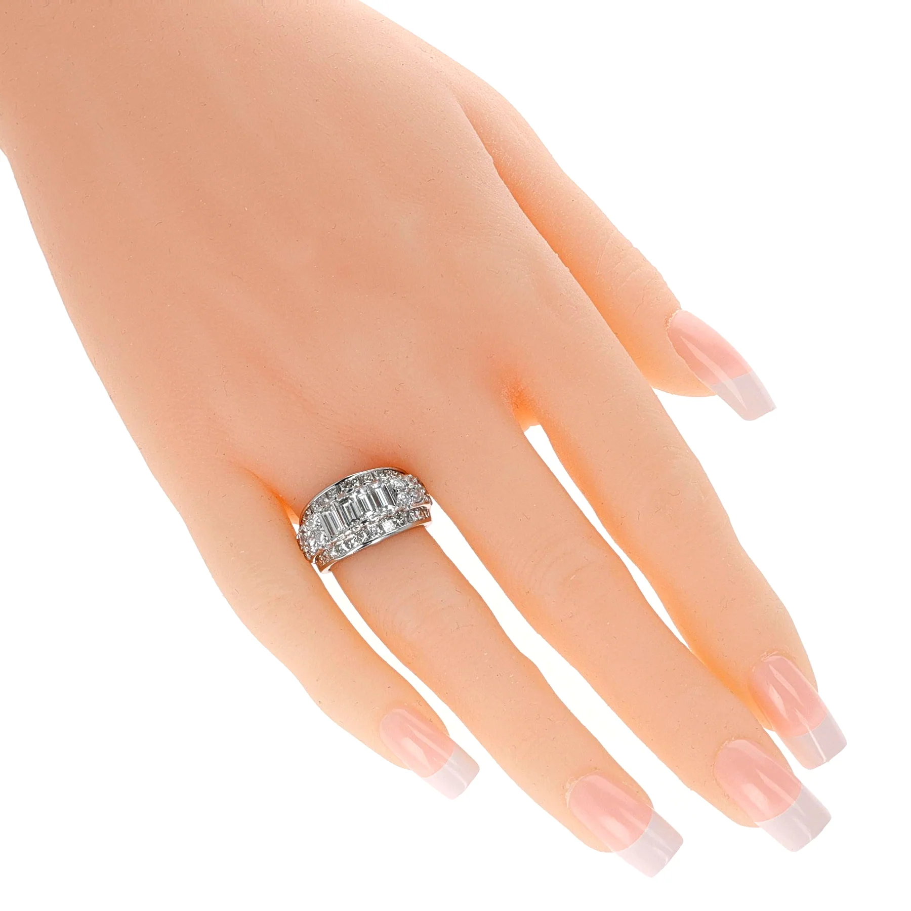 Mixed Cut Diamond Bridal Ring, Platinum