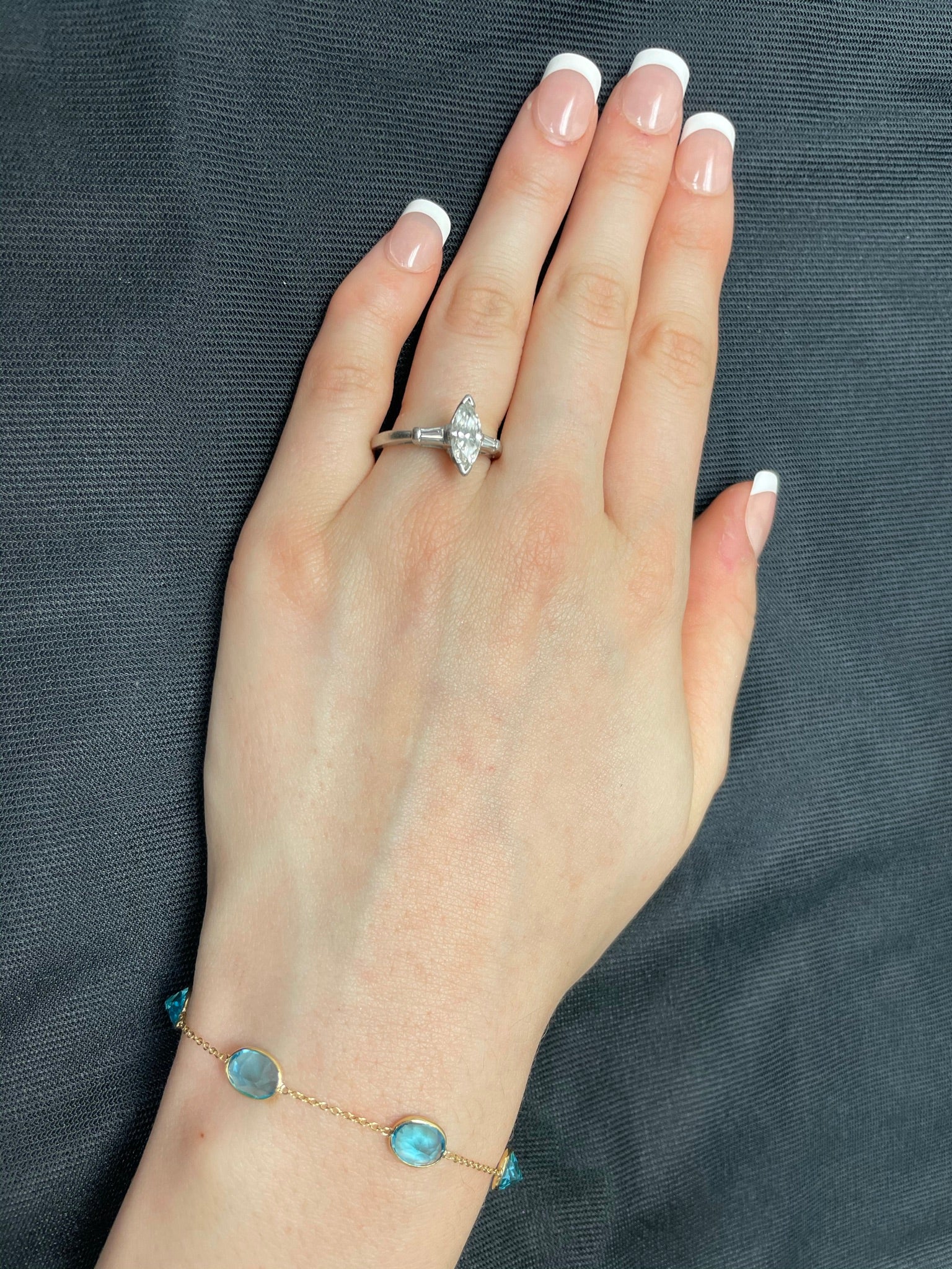 Oval Genuine Blue Topaz 18k Yellow Gold Adjustable Bracelet