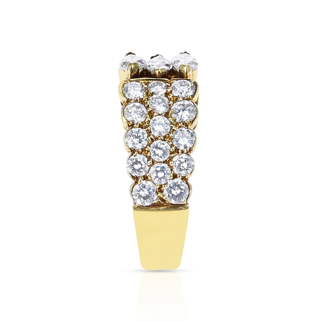 Van Cleef & Arpels Three Marquise with Round Diamonds Engagement Ring, 18K White