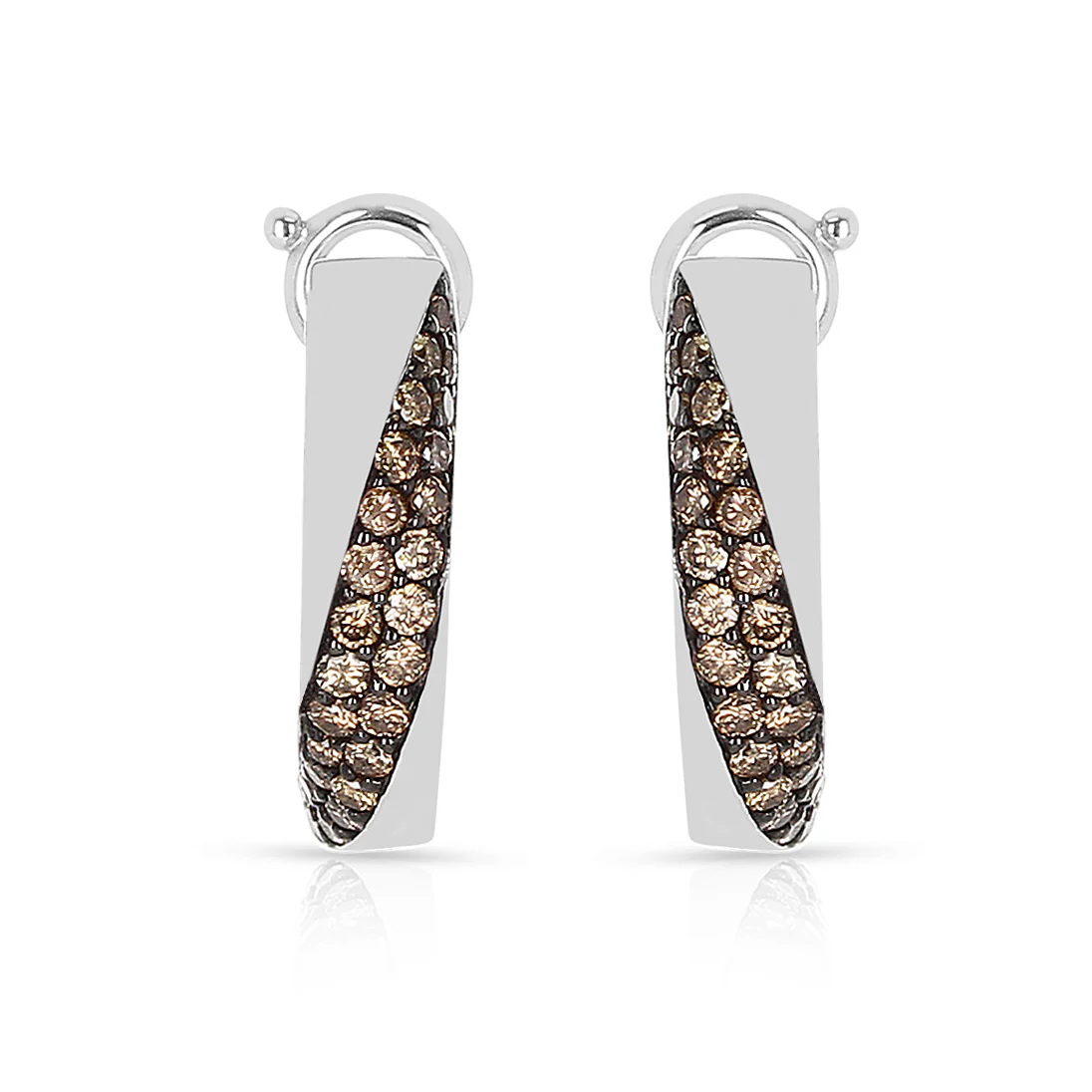 Mauboussin Champagne Diamond Pave Earrings, 18 Karat White Gold