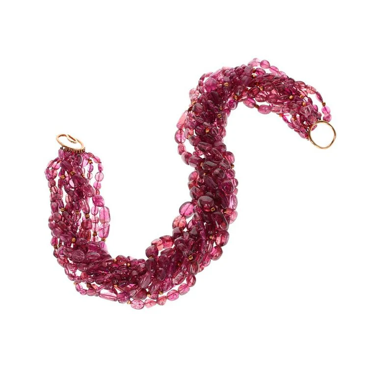 Tourmaline Beads Yellow Gold Necklace