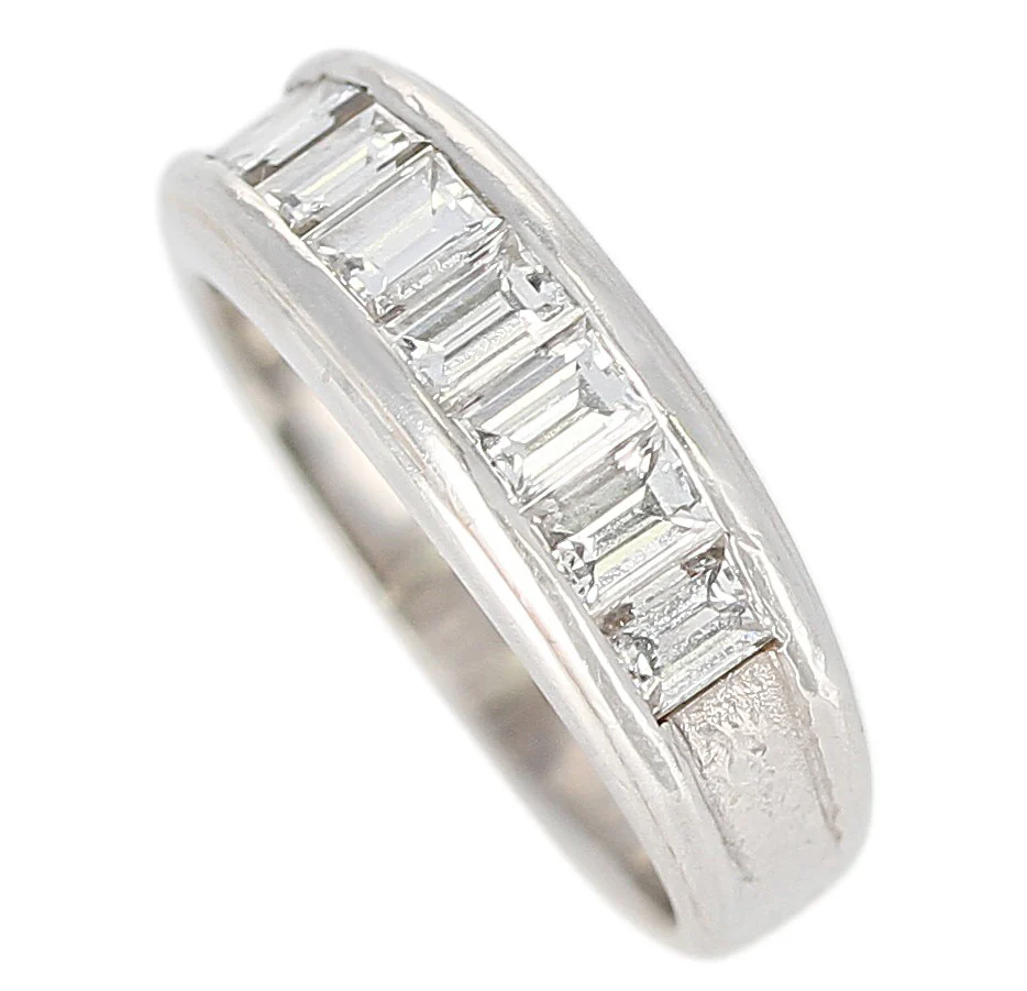 Channel Invisible Set Diamond Half-Eternity Band, Platinum and 18K