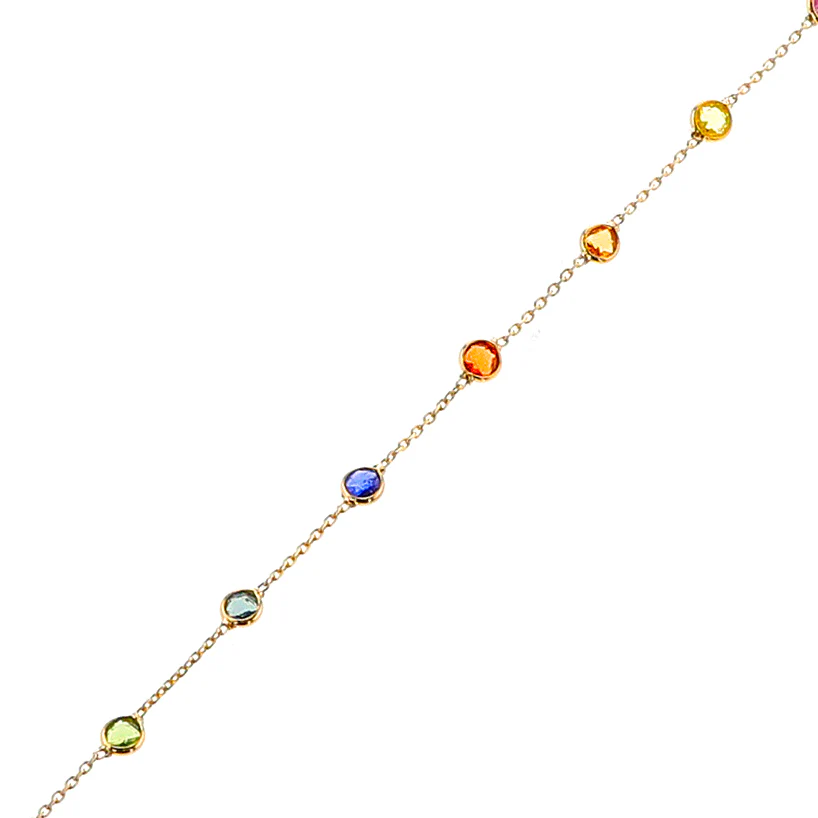 Small Round Multi-Sapphire Bracelet, 18K