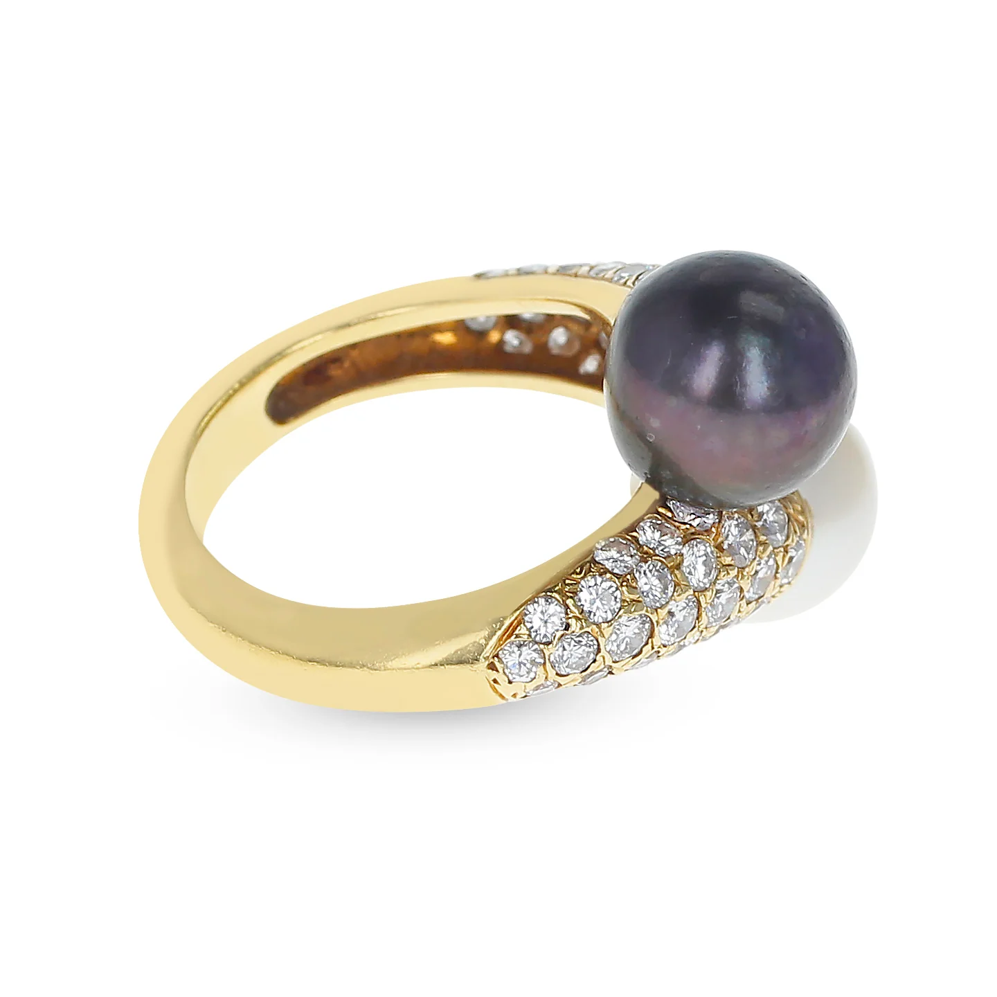 Van Cleef & Arpels Toi Et Moi 9.5MM Pearl and Diamond Ring, 18K Yellow Gold
