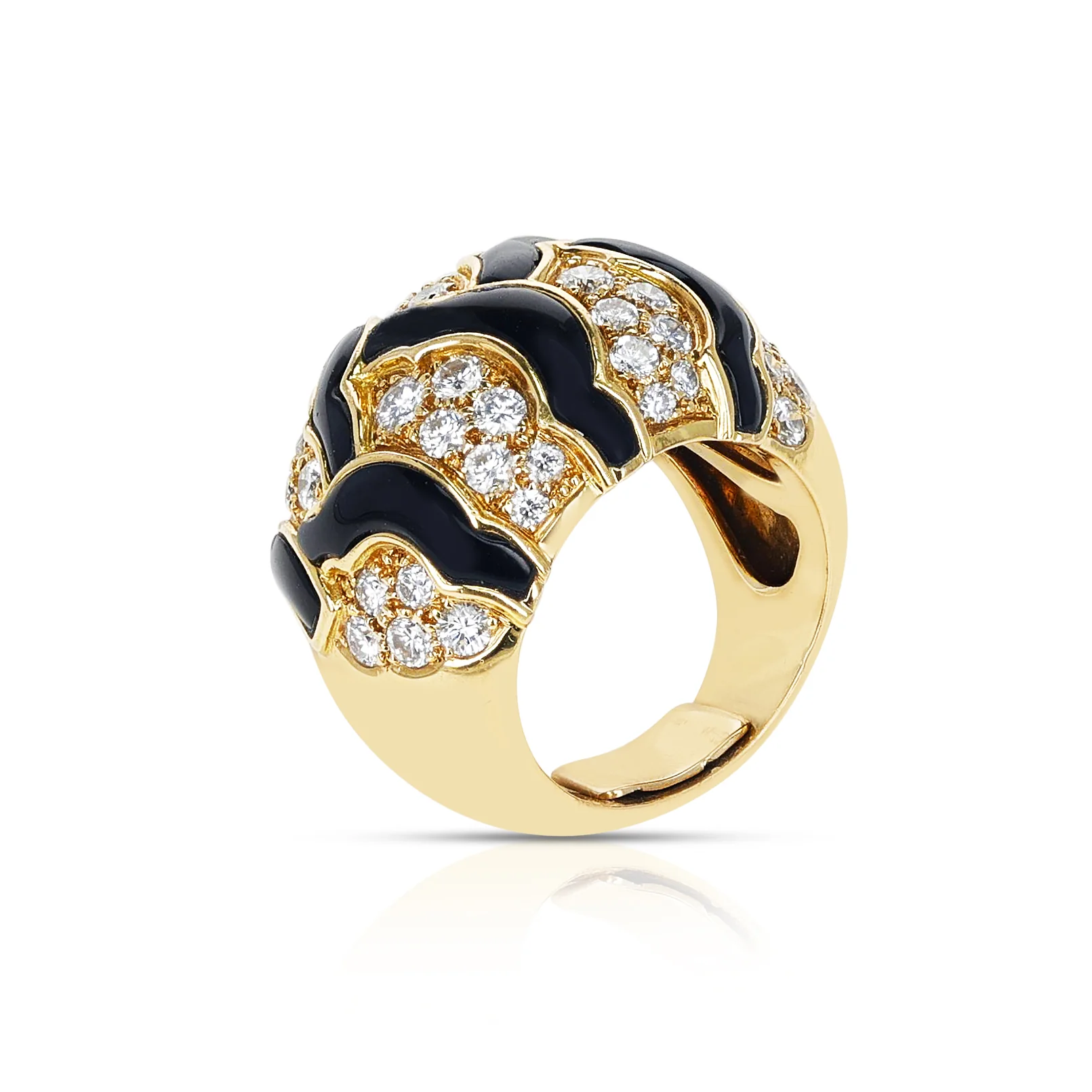 Van Cleef & Arpels Black Onyx and White Diamonds Dome Ring, 18K