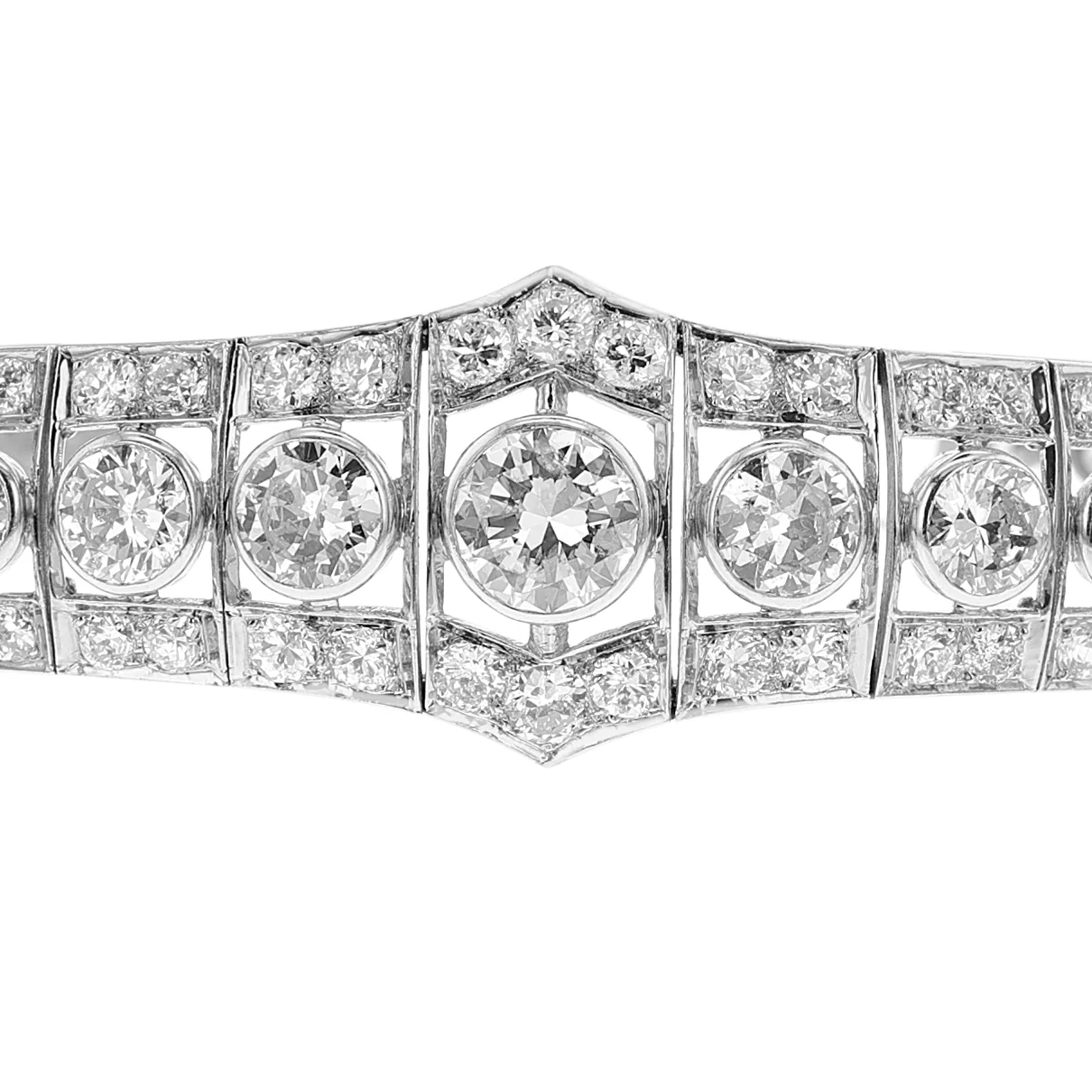 Mid-Century Old-European Cut Diamond Platinum Bracelet