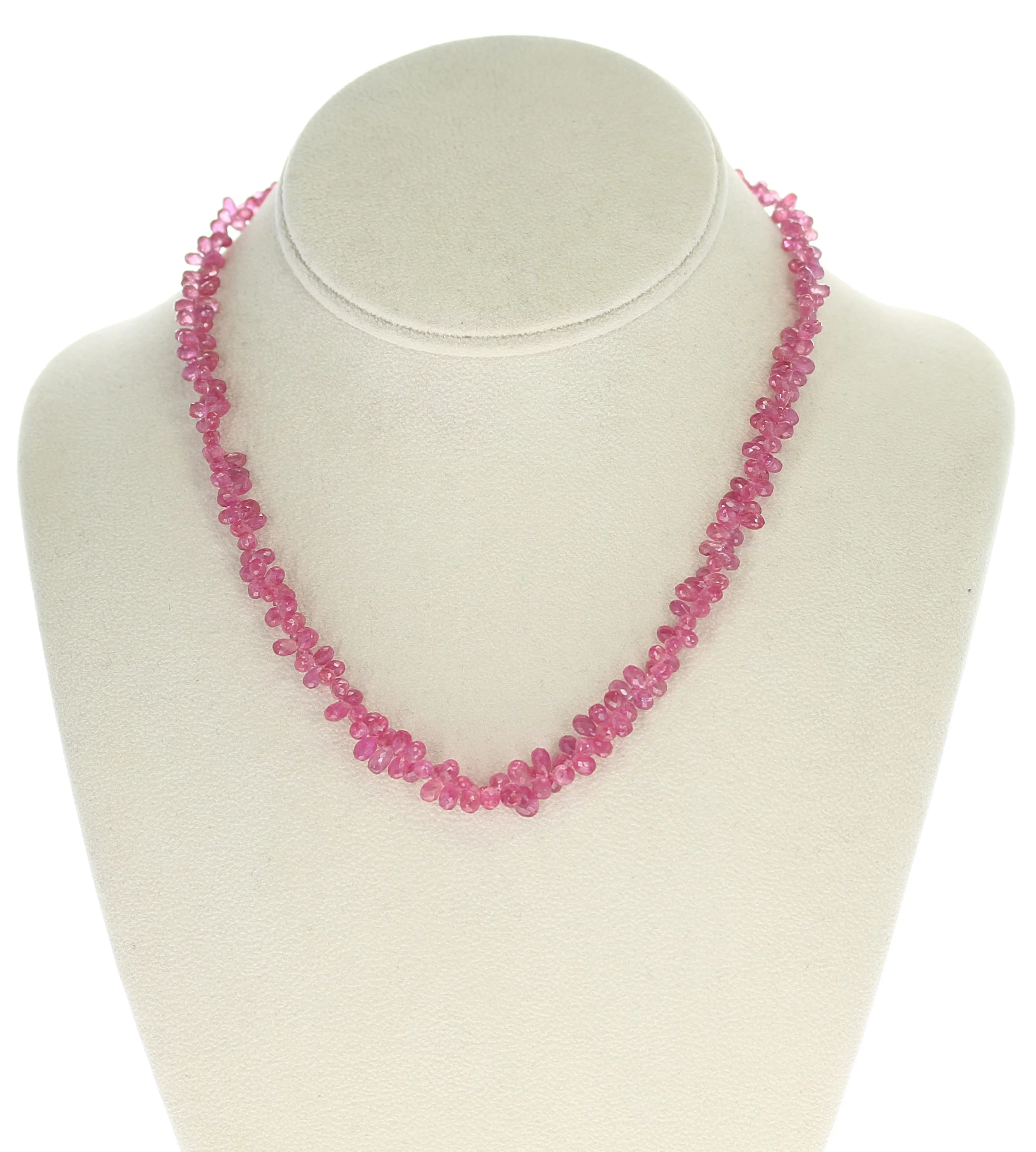 Genuine Pink Sapphire Drop Briolette Beads Necklace