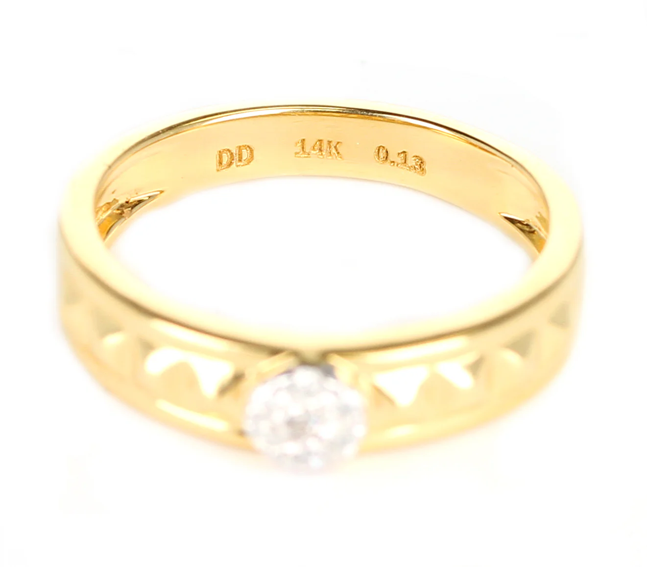 Elevated Pyramid Yellow Gold Ring with Diamonds, 14K