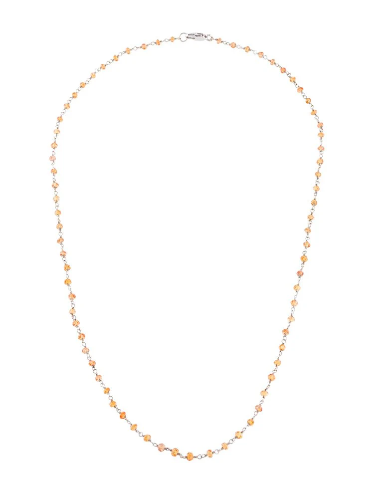 Orange Sapphire Wire Wrap Necklace, White Gold