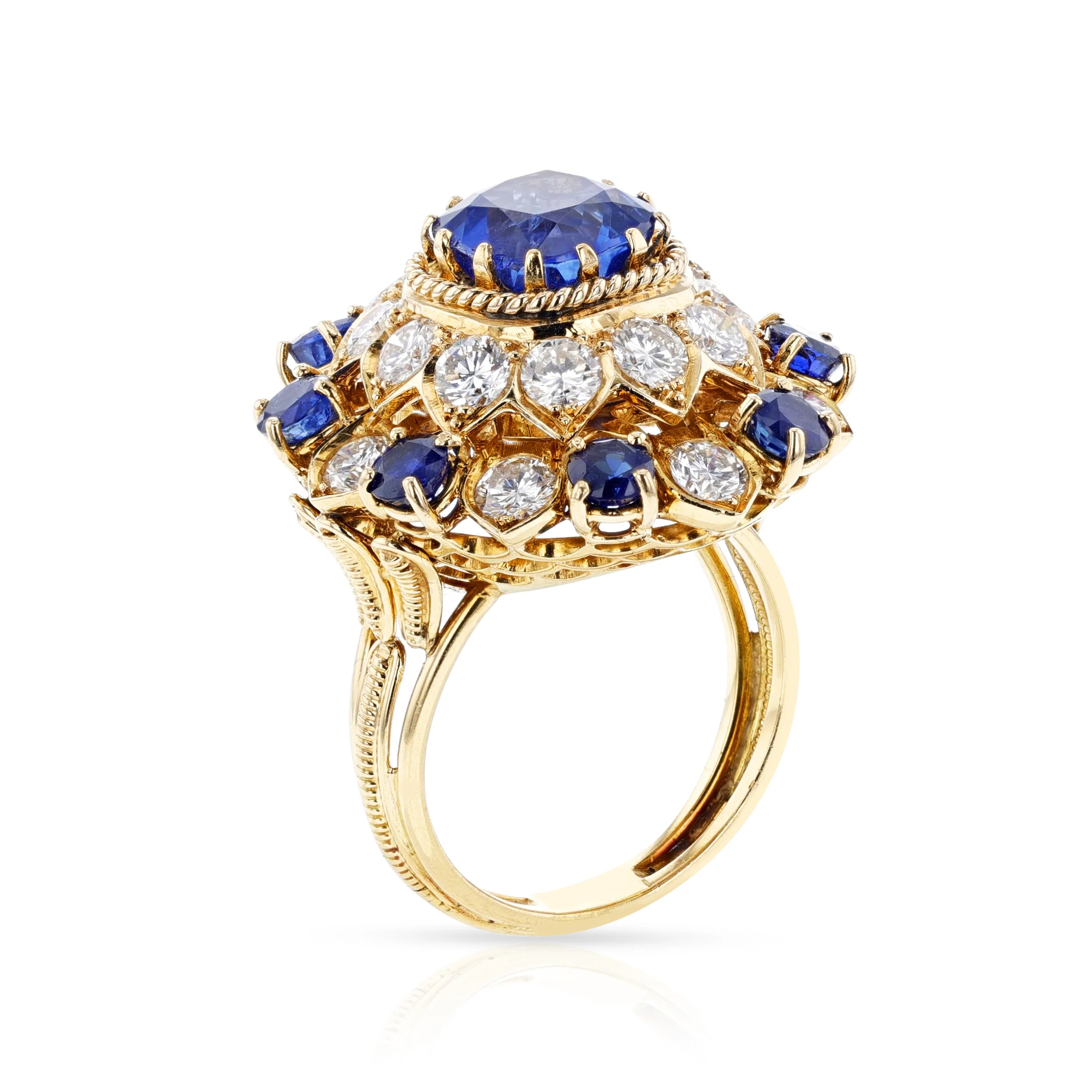 Vourakis Certified Unheated Sapphire and Diamond Earrings, Brooch, and Ring Suite 18k