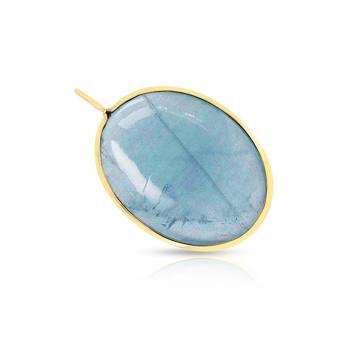 Aquamarine Oval Shape Pendant, 14K Yellow Gold