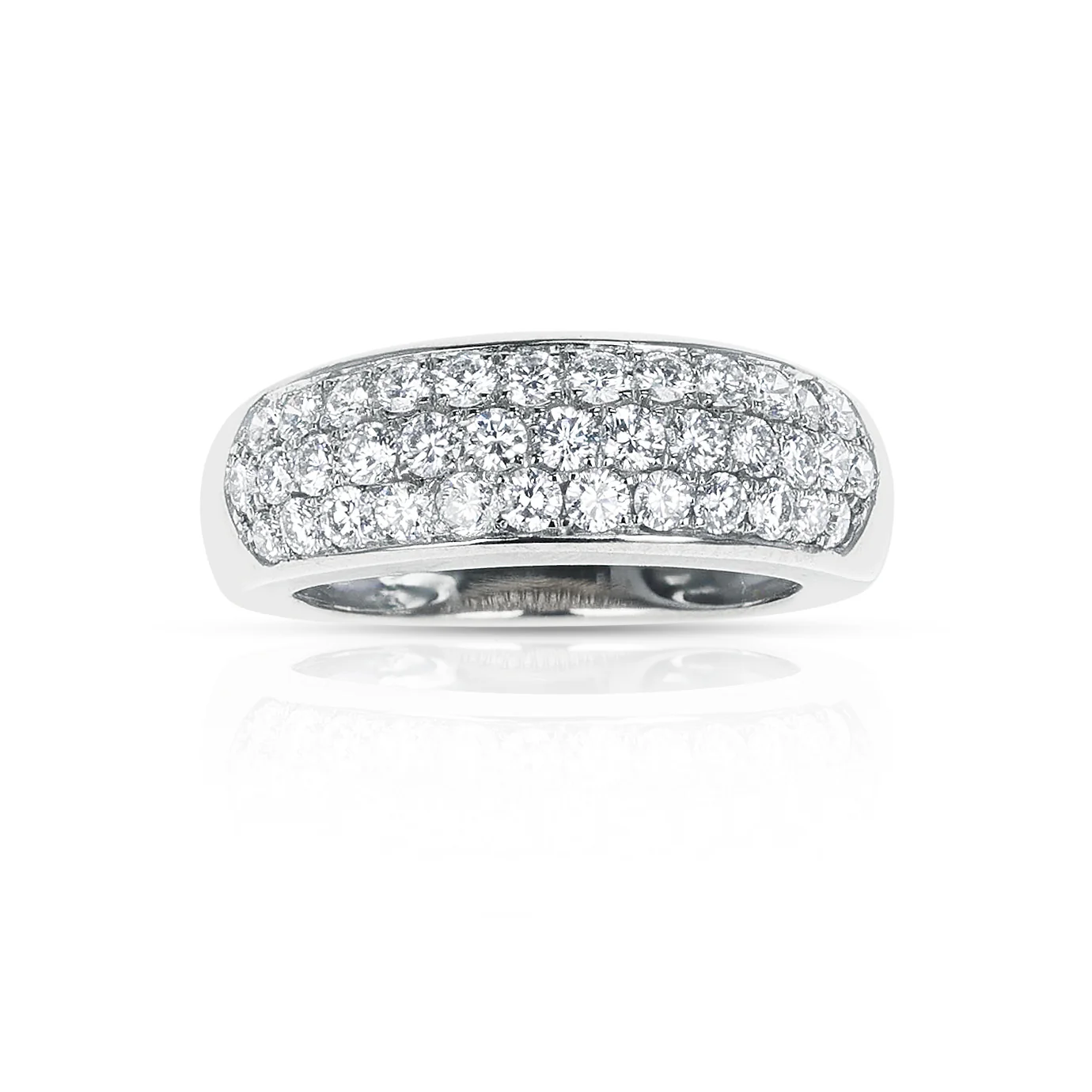 Van Cleef & Arpels Three Row Round Diamond Band Ring, 18K