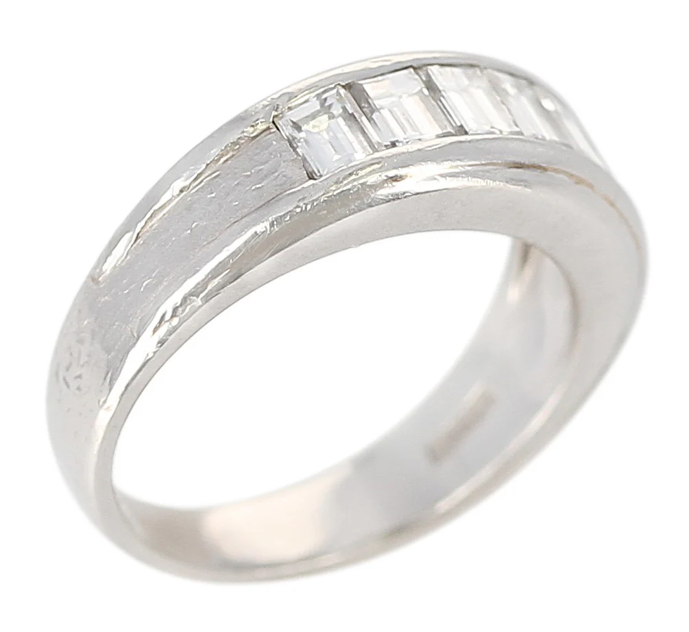 Channel Invisible Set Diamond Half-Eternity Band, Platinum and 18K