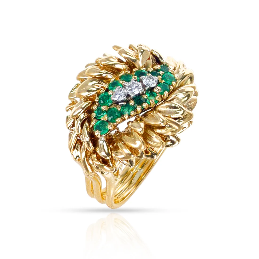 Tiffany & Co. Emerald and Diamond Gold Cocktail Ring