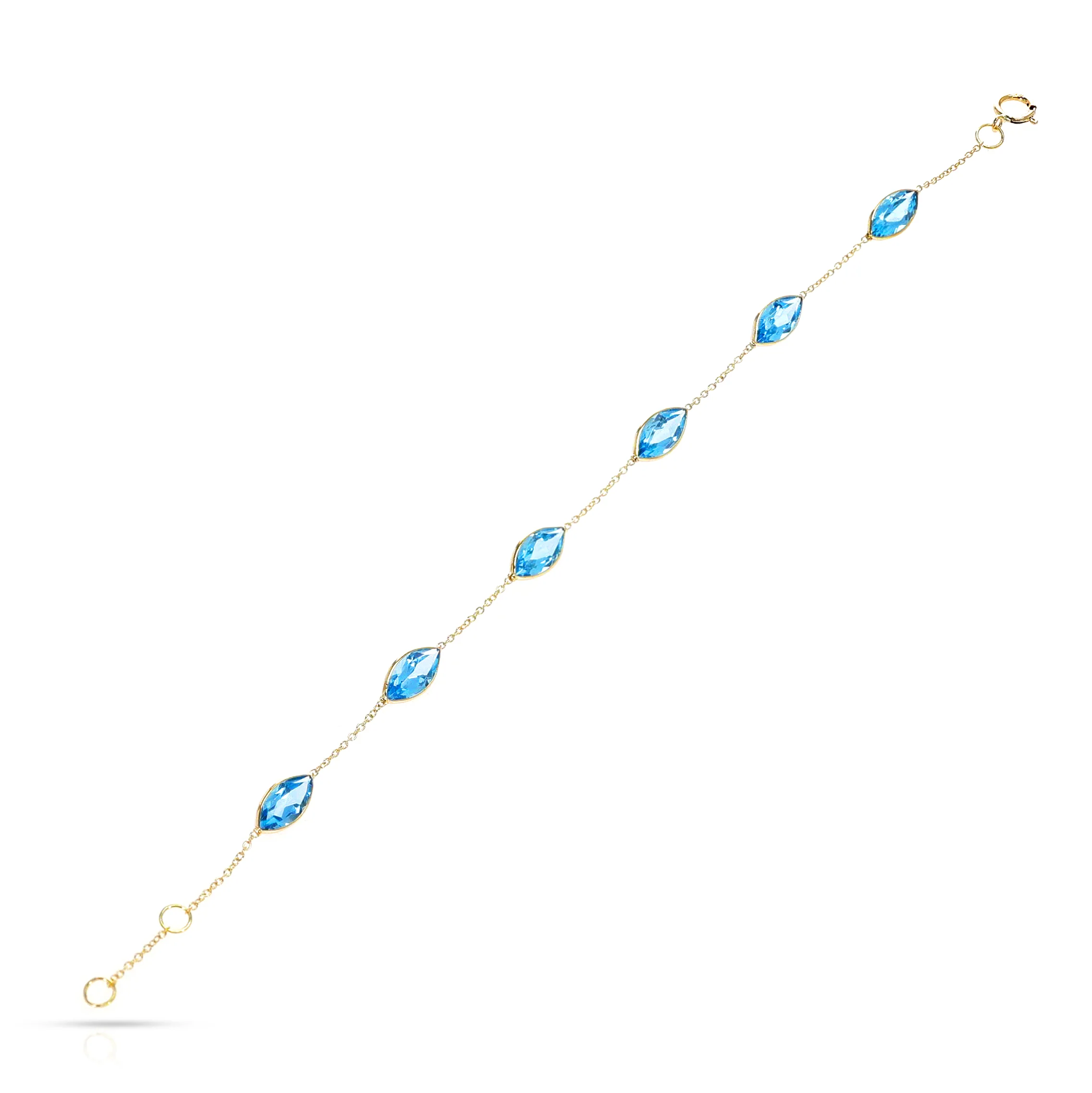 Marquise Blue Topaz Bracelet, 18K