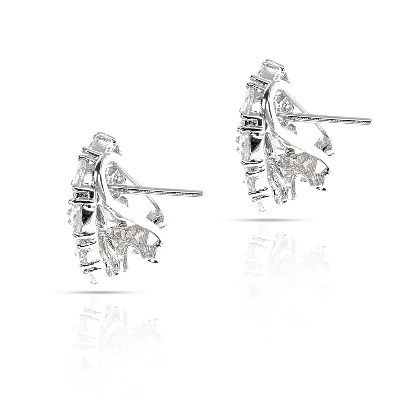 3.75 carat White Diamond Rose Cut Earrings, 18K White Gold