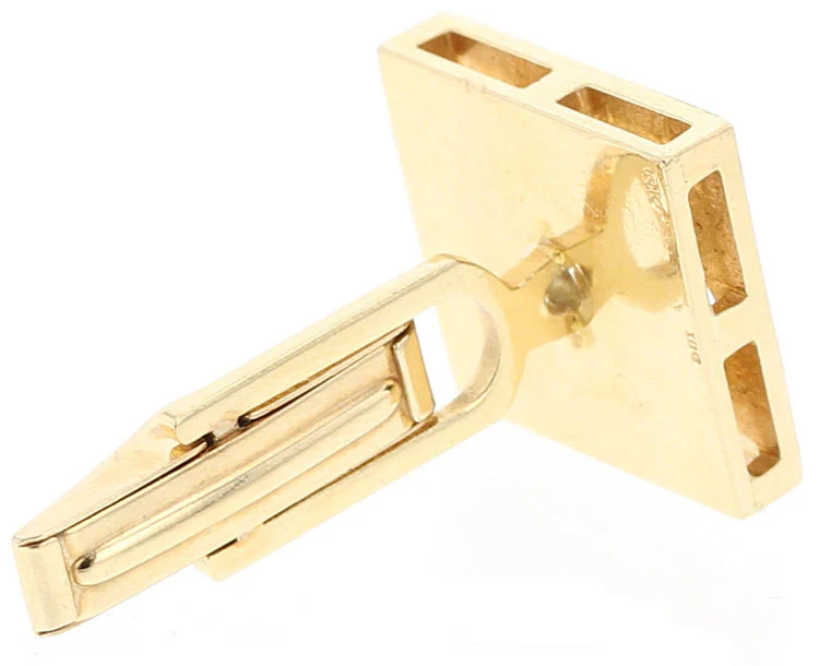 Square Gold and Diamond Cufflinks, 14K Yellow Gold