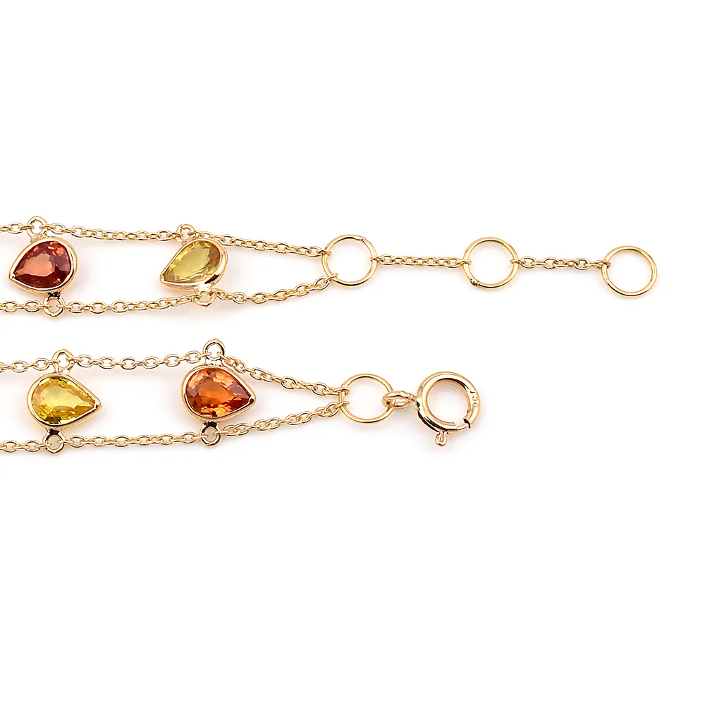 Pear Multi Sapphire, 18k Yellow Gold Bracelet