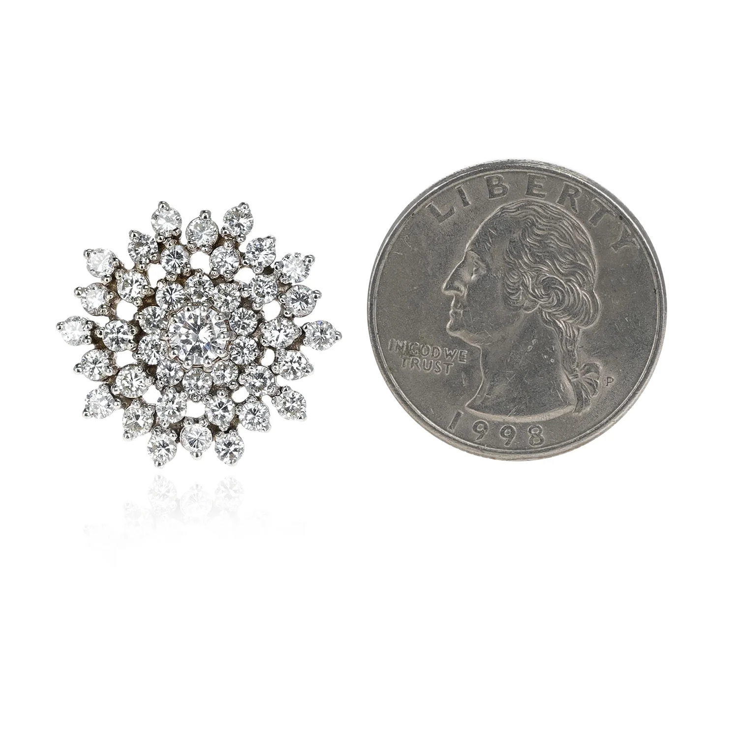 Snowflake Floral Diamond Earrings, 14 Karat White Gold